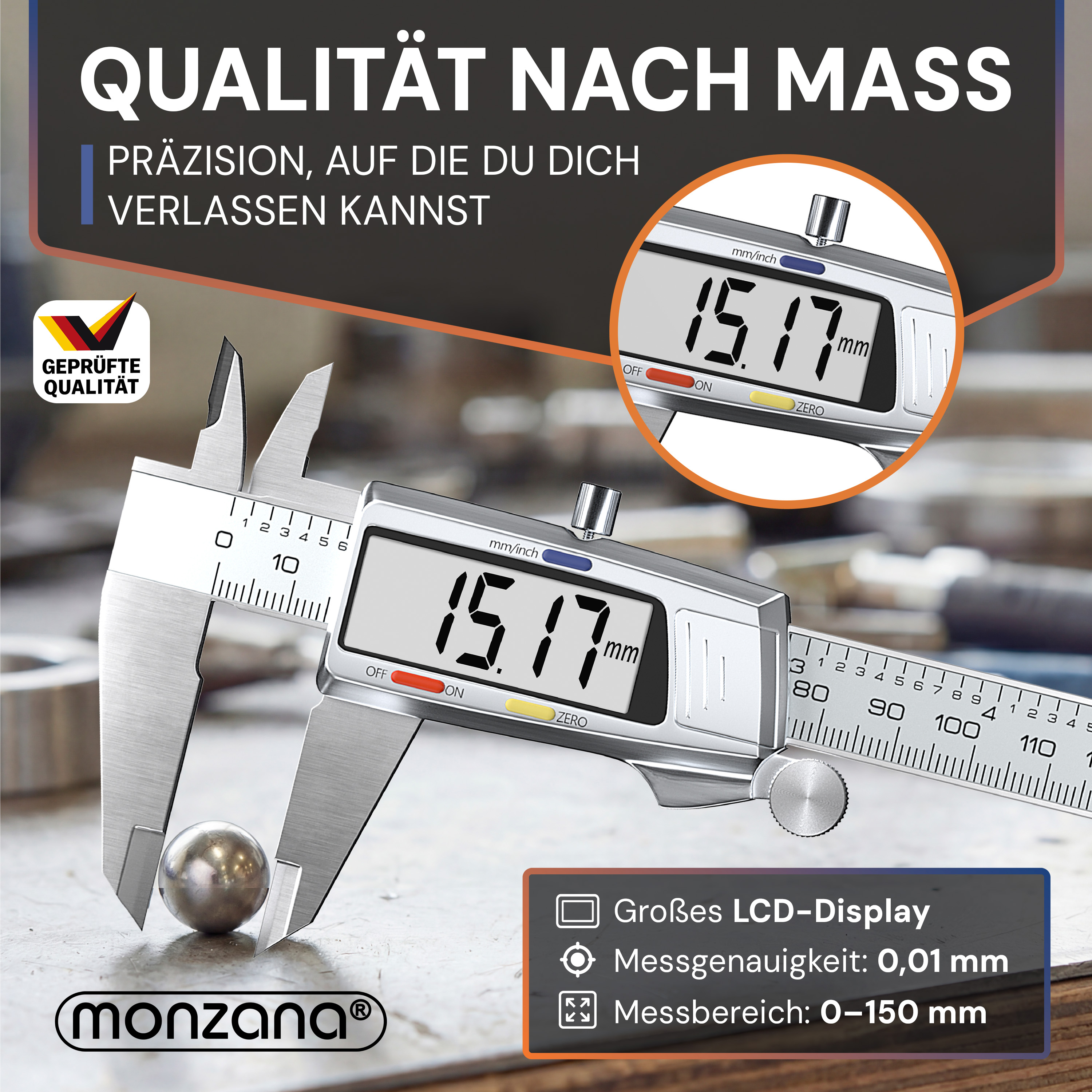 Digitaler Messschieber 0-150mm aus Stahl inkl Hardcase – Bild 2
