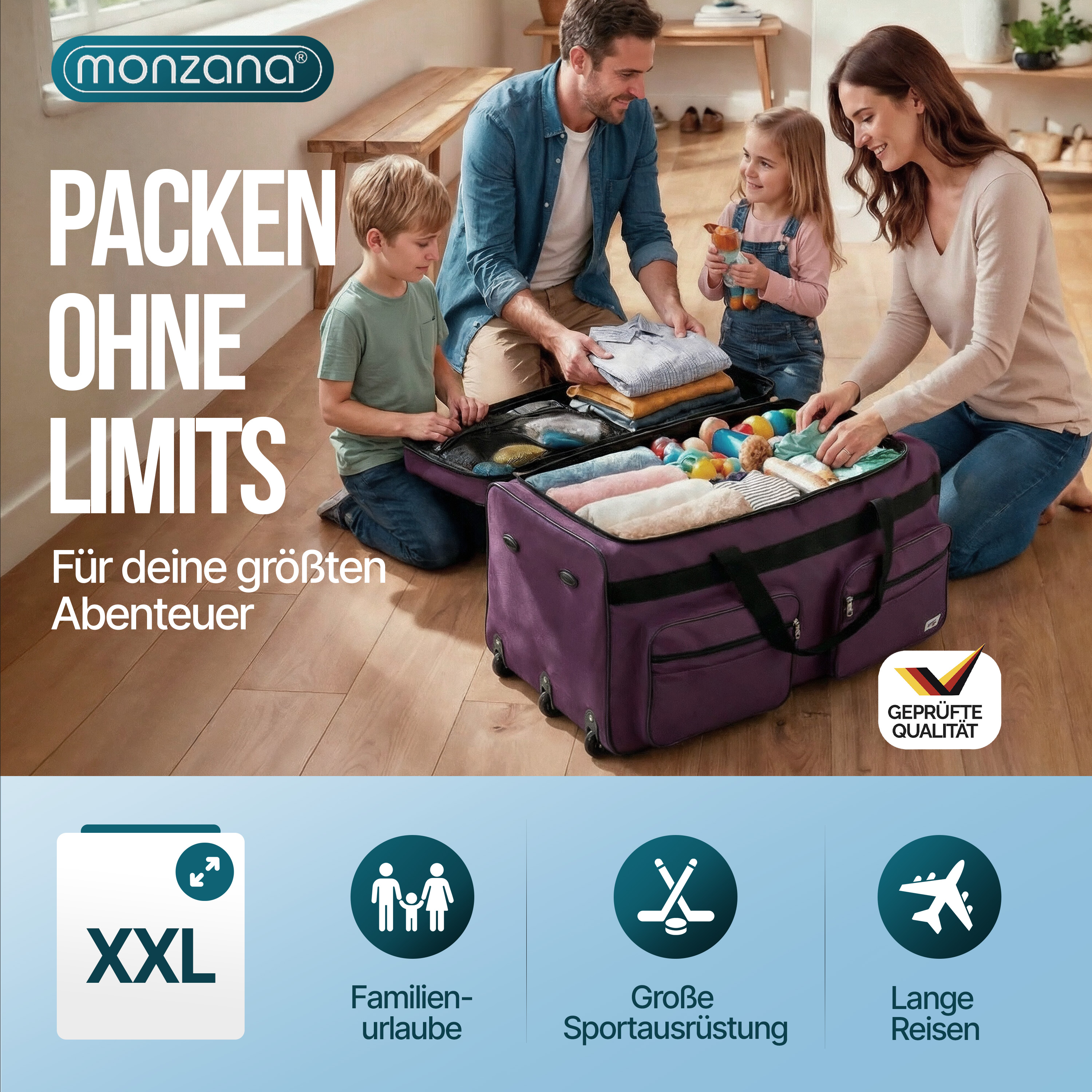 Rollenreisetasche XXL Violett 160L – Bild 2