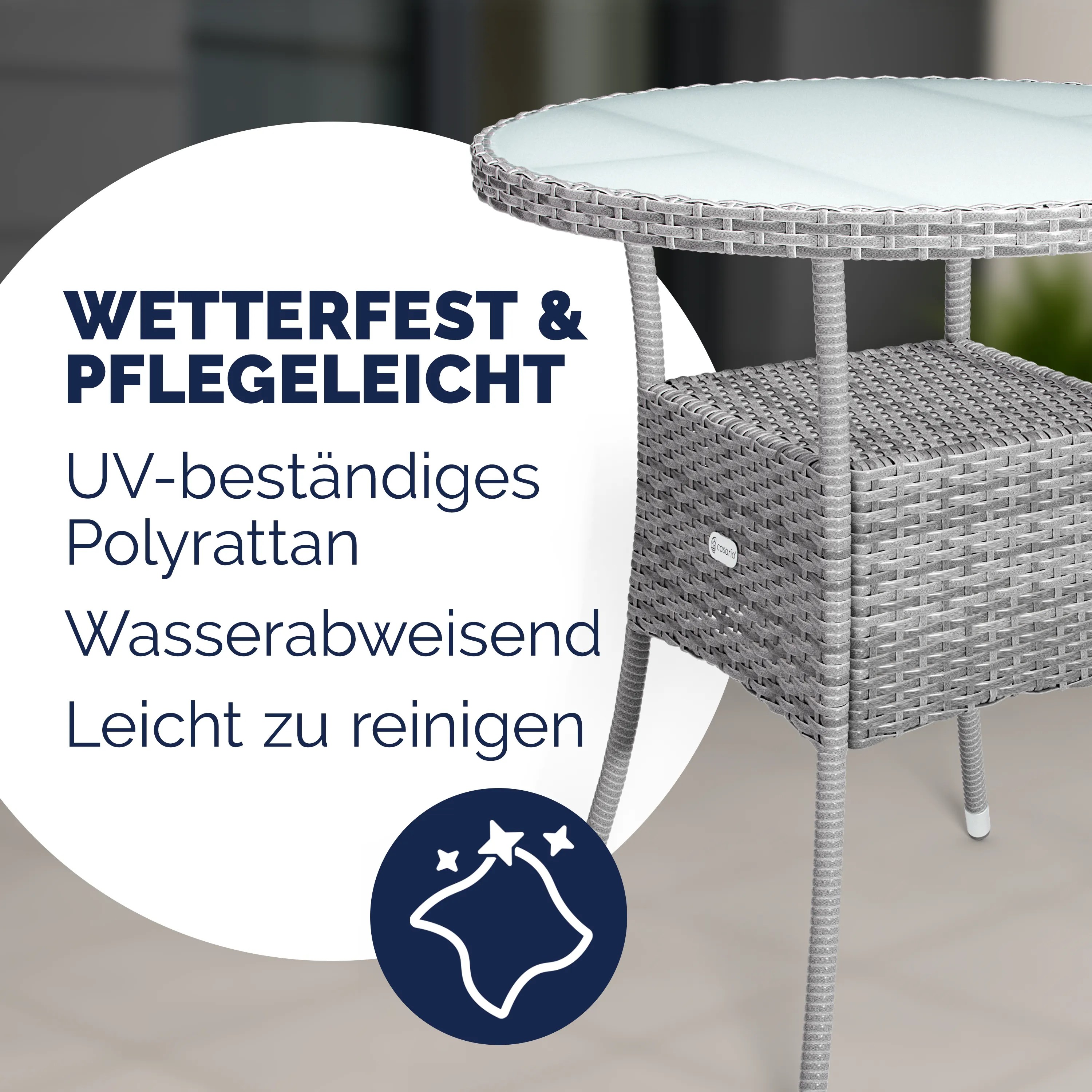 Polyrattan-Tisch Grau rund Ø60cm – Bild 2