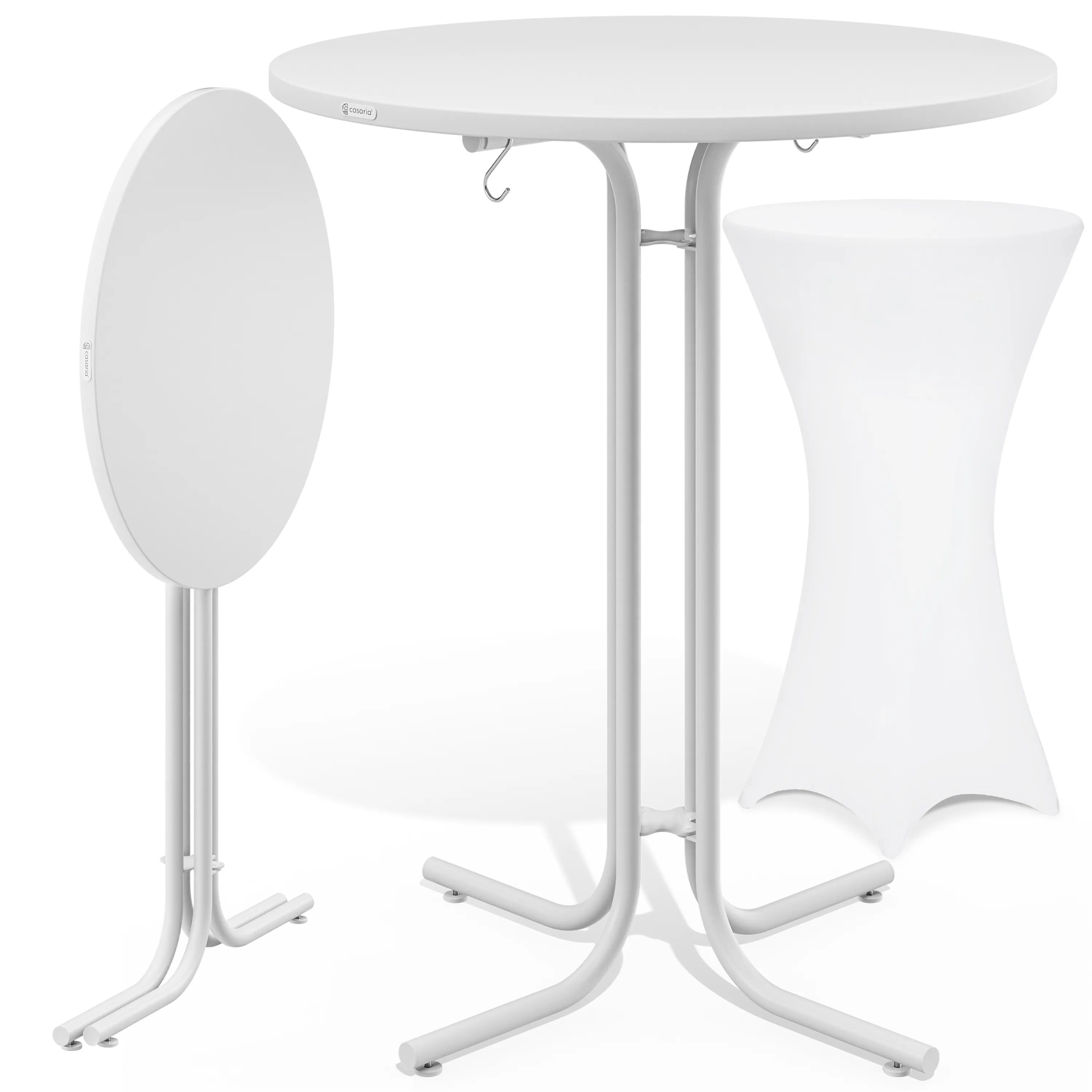 Stehtisch Weiß 110x80cm + Stehtischhusse Weiß Ø80cm Stehtisch Weiß 110x80cm + Stehtischhusse Weiß Ø80cm