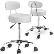 Rollhocker 2er-Set Weiß 360° drehbar mit Rückenlehne Rollhocker 2er-Set Weiß 360° drehbar mit Rückenlehne