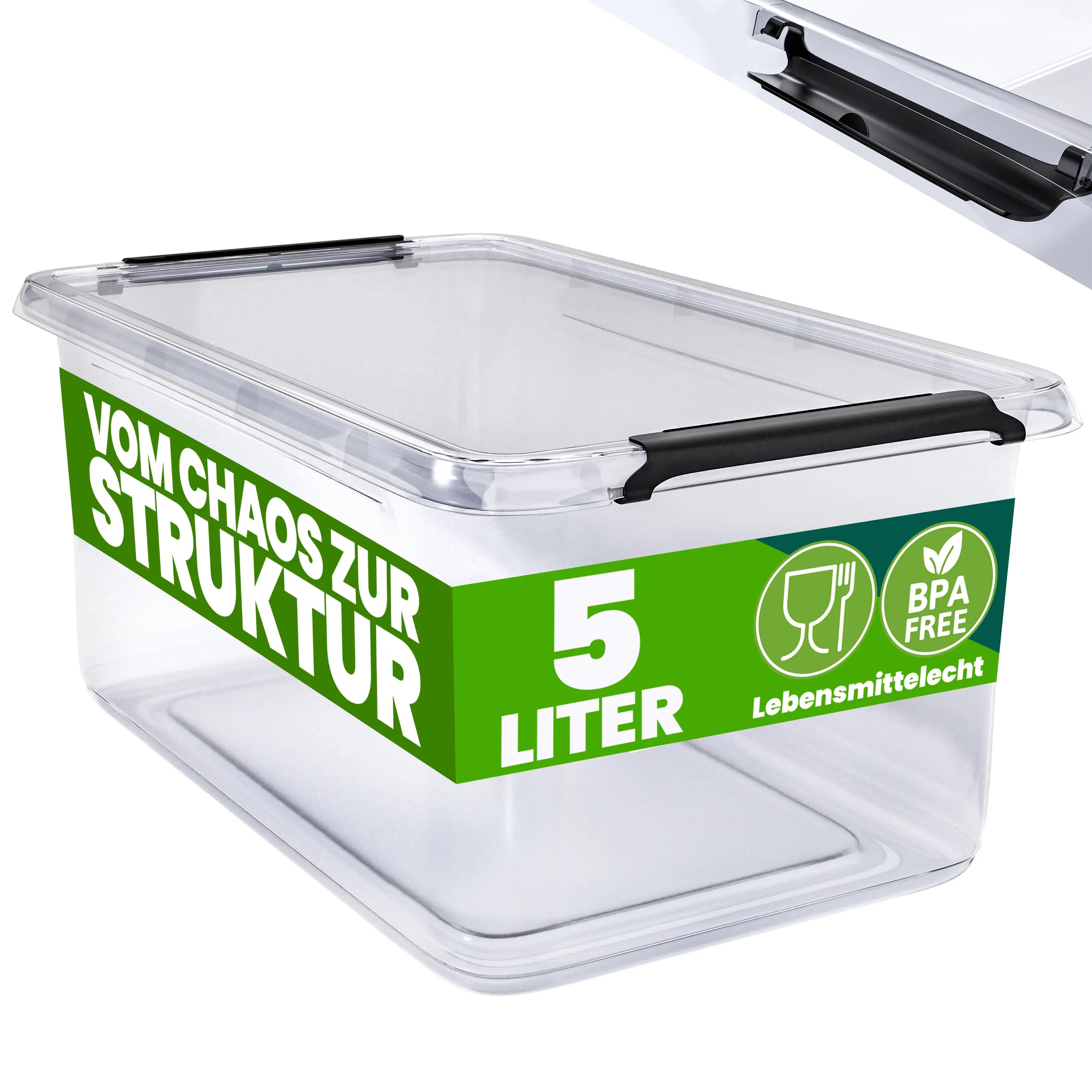 Aufbewahrungsbox Transparent 4er-Set 30x20x12cm 5L stapelbar – Bild 2