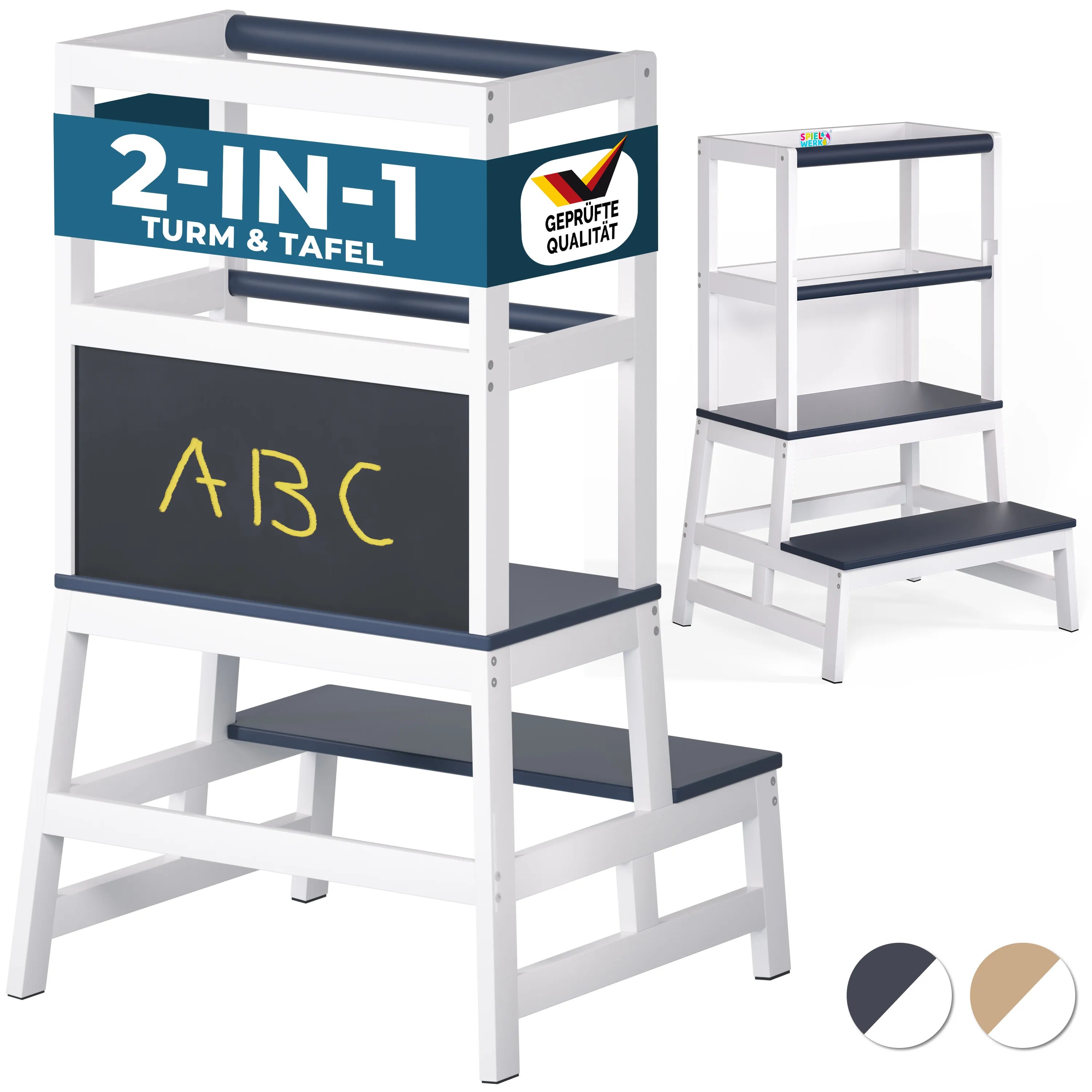 Lernturm Barn Weiß/Anthrazit Kiefernholz 93x51x50cm Lernturm Barn Weiß/Anthrazit Kiefernholz 93x51x50cm