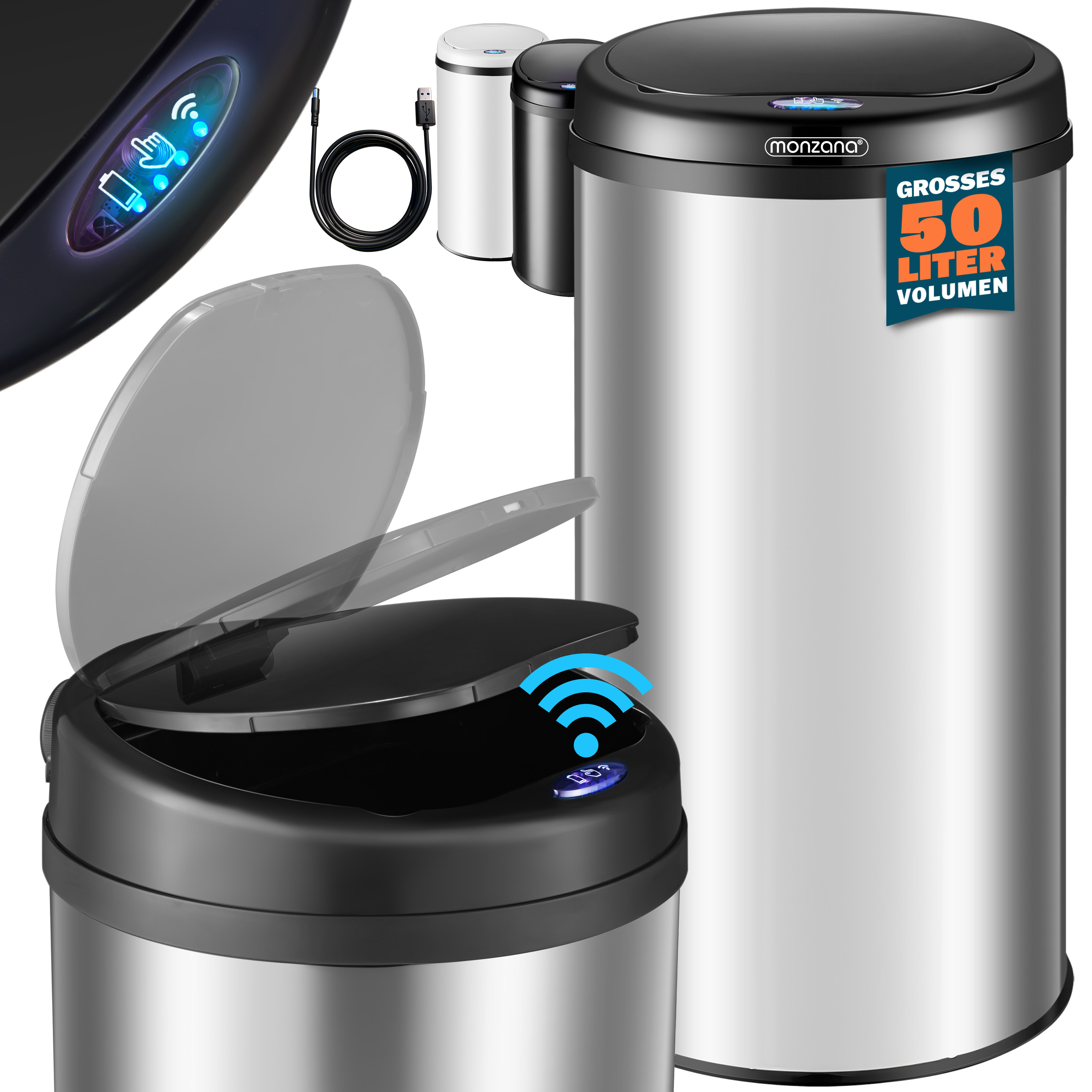 Sensor Mülleimer Silber Edelstahl 50L Sensor Mülleimer Silber Edelstahl 50L