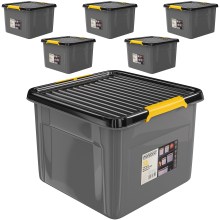 Aufbewahrungsbox 6er-Set Grau/Anthrazit 39x39x26cm stapelbar Aufbewahrungsbox 6er-Set Grau/Anthrazit 39x39x26cm stapelbar