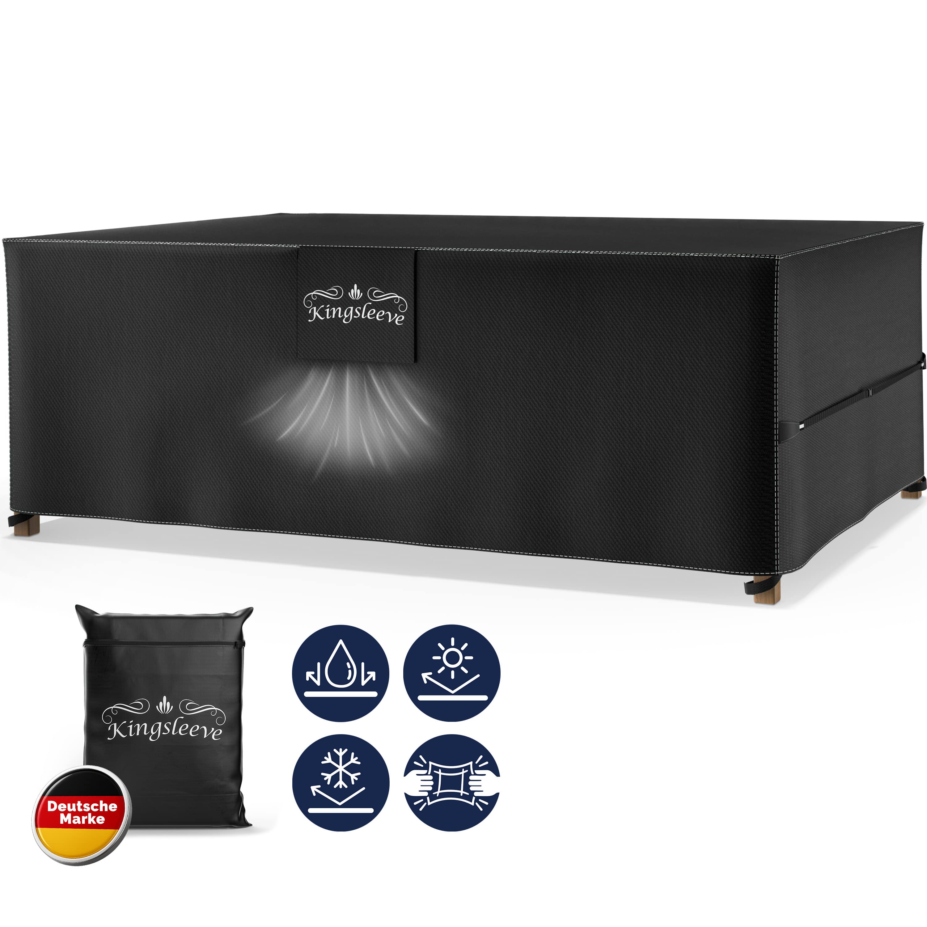 Abdeckplane Sitzgruppe Anthrazit 308x138x89cm 9100mm Wassersäule – Bild 2