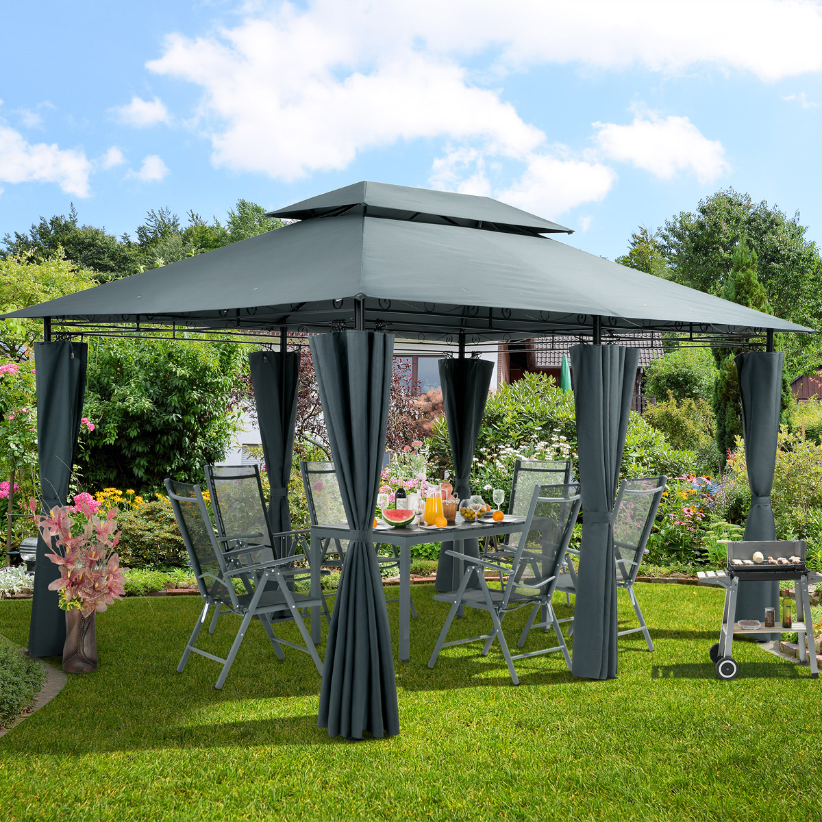 Pavillon Topas Anthrazit 3x4m UV-Schutz 50+ – Bild 2