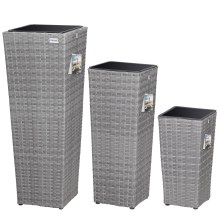Polyrattan Blumentopf 3er-Set Grau Polyrattan Blumentopf 3er-Set Grau