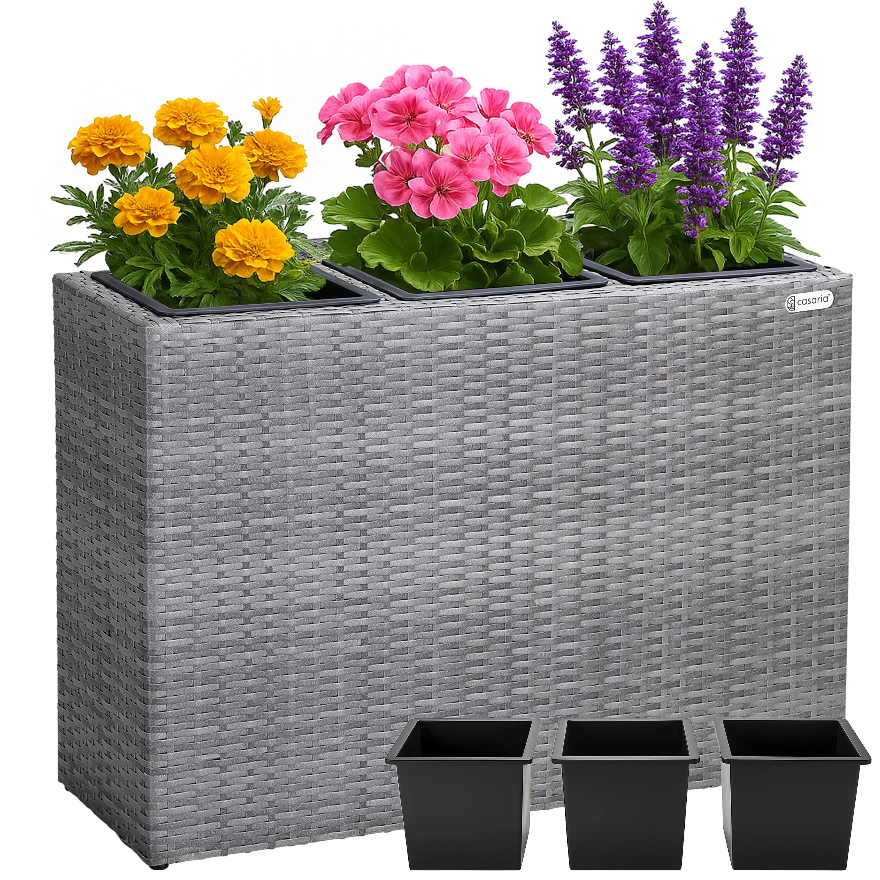 Polyrattan Blumentopf Grau 83x30,5x60cm Polyrattan Blumentopf Grau 83x30,5x60cm
