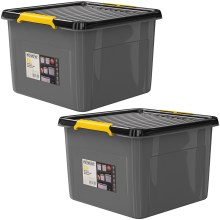 Aufbewahrungsbox 2er-Set Grau/Anthrazit 39x39x26cm stapelbar Aufbewahrungsbox 2er-Set Grau/Anthrazit 39x39x26cm stapelbar