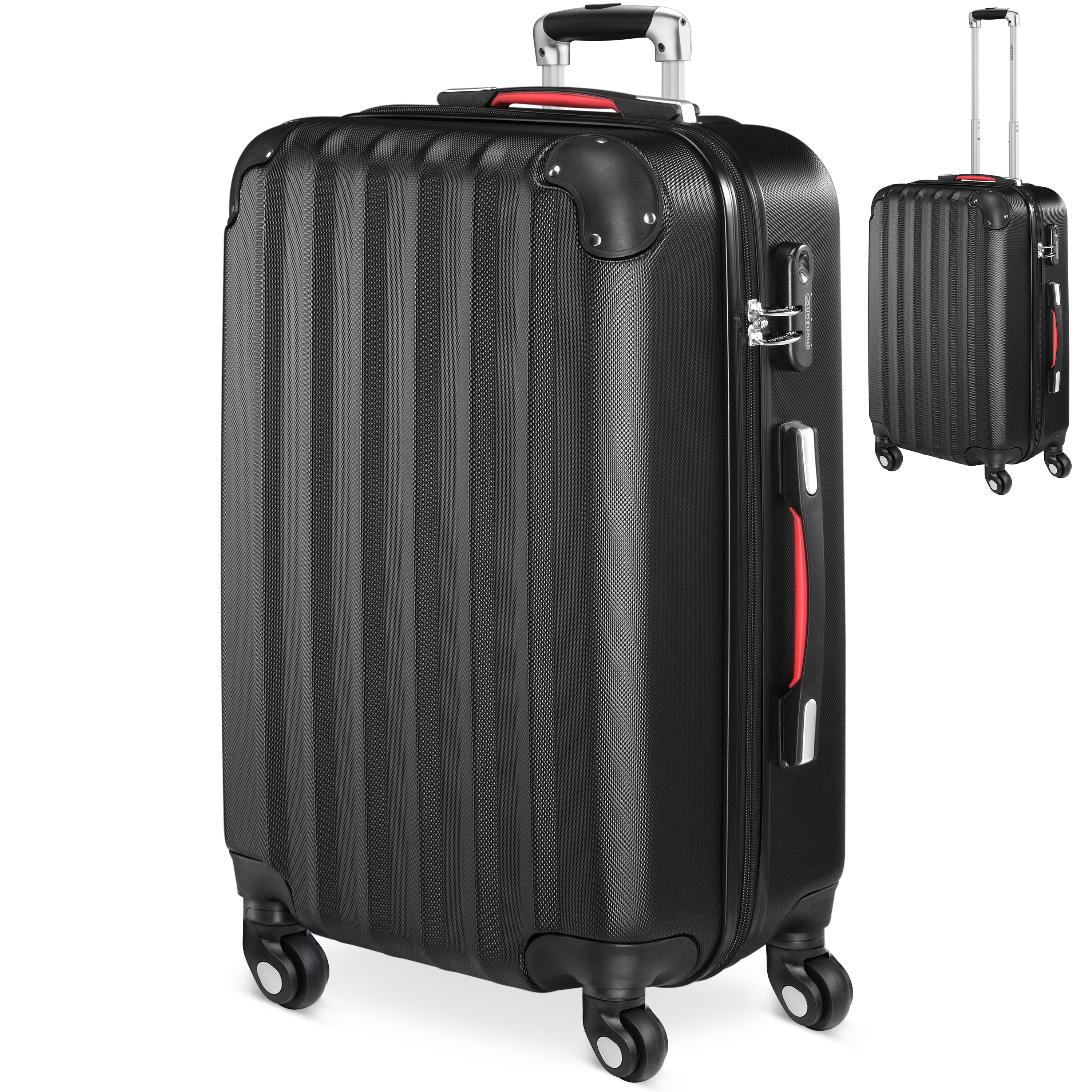 Hartschalenkoffer L Rollen 360º Reisekoffer 62L Schwarz ABS Hartschalenkoffer L Rollen 360º Reisekoffer 62L Schwarz ABS