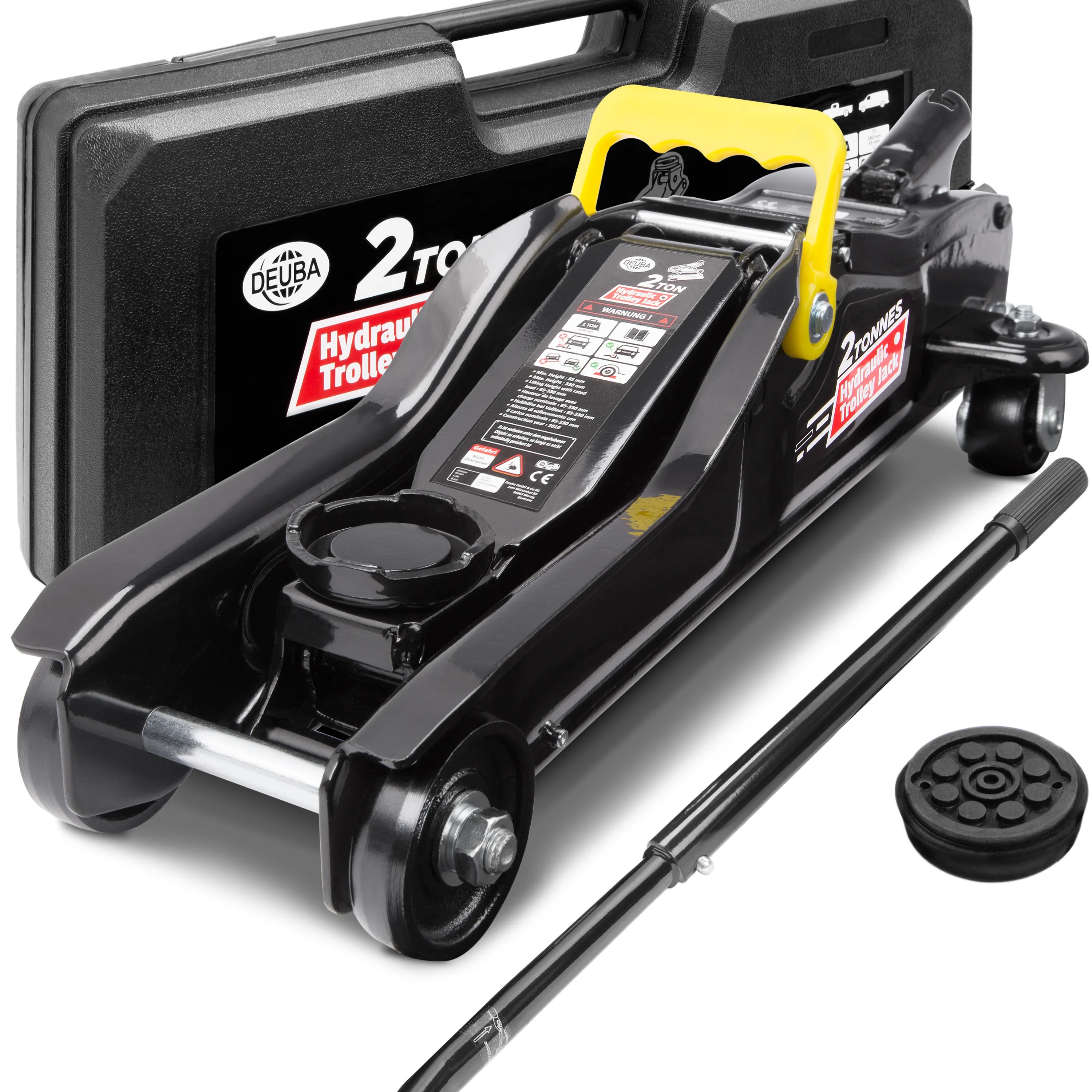Wagenheber Schwarz 2t 85-330mm inkl Koffer Wagenheber Schwarz 2t 85-330mm inkl Koffer