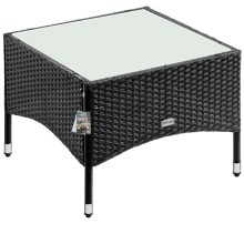Polyrattan Beistelltisch Schwarz 58x58x42cm Polyrattan Beistelltisch Schwarz 58x58x42cm
