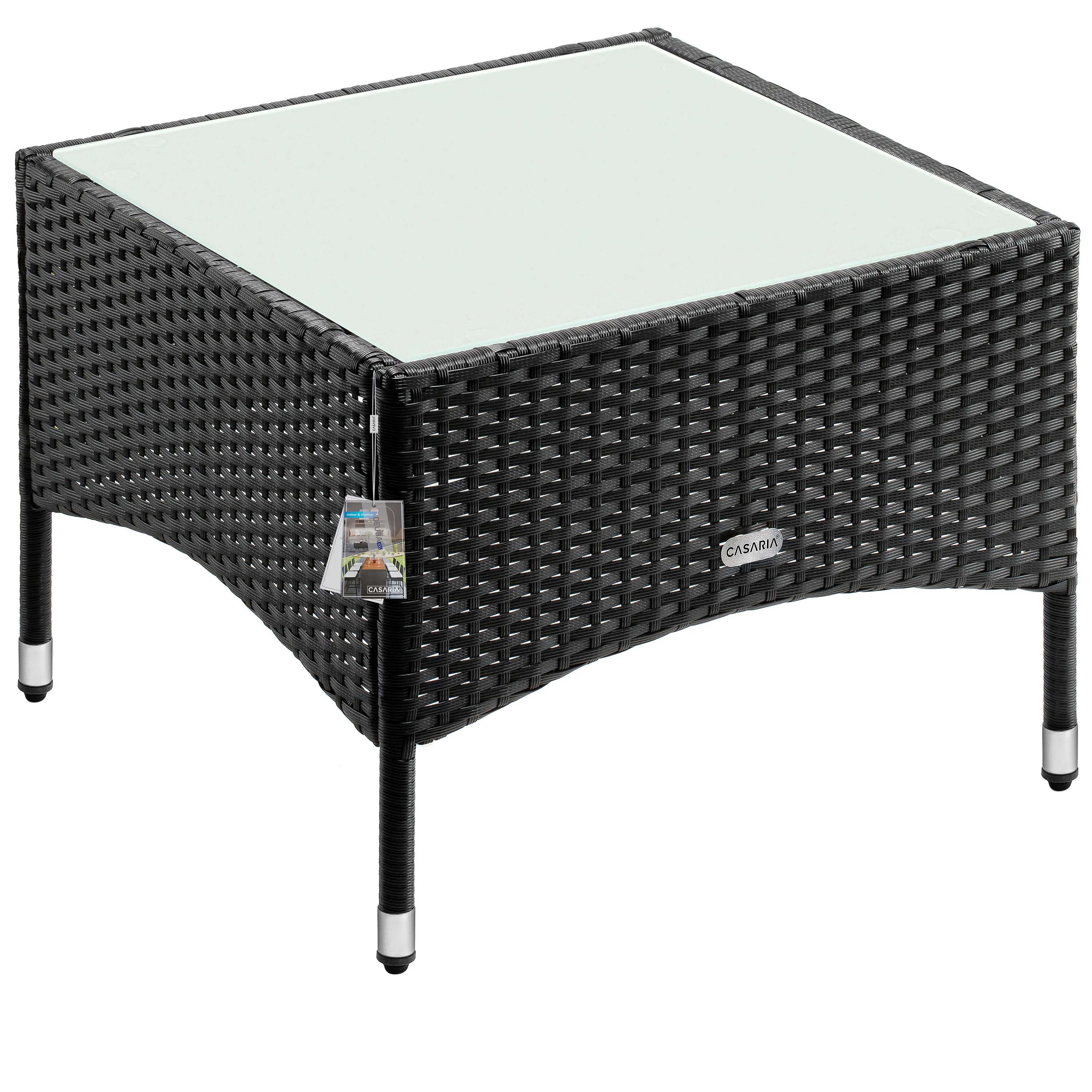 Polyrattan Beistelltisch Schwarz 58x58x42cm Polyrattan Beistelltisch Schwarz 58x58x42cm