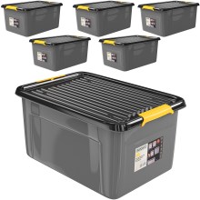 Aufbewahrungsbox 6er-Set Grau/Anthrazit 58x39x25cm stapelbar Aufbewahrungsbox 6er-Set Grau/Anthrazit 58x39x25cm stapelbar