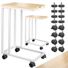 Beistelltisch Weiß 2er-Set unterfahrbar 50x35x65/70cm mobil Rollen mit Bremse Beistelltisch Weiß 2er-Set unterfahrbar 50x35x65/70cm mobil Rollen mit Bremse