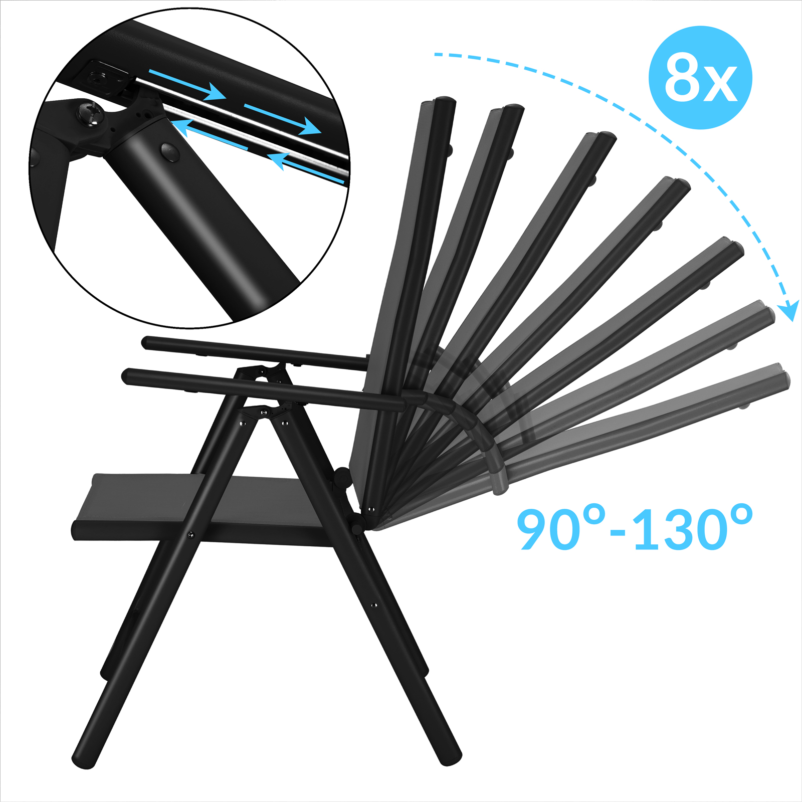 Garten-Sitzgruppe Bern 7-tlg Anthrazit Alu Milchglas – Bild 2