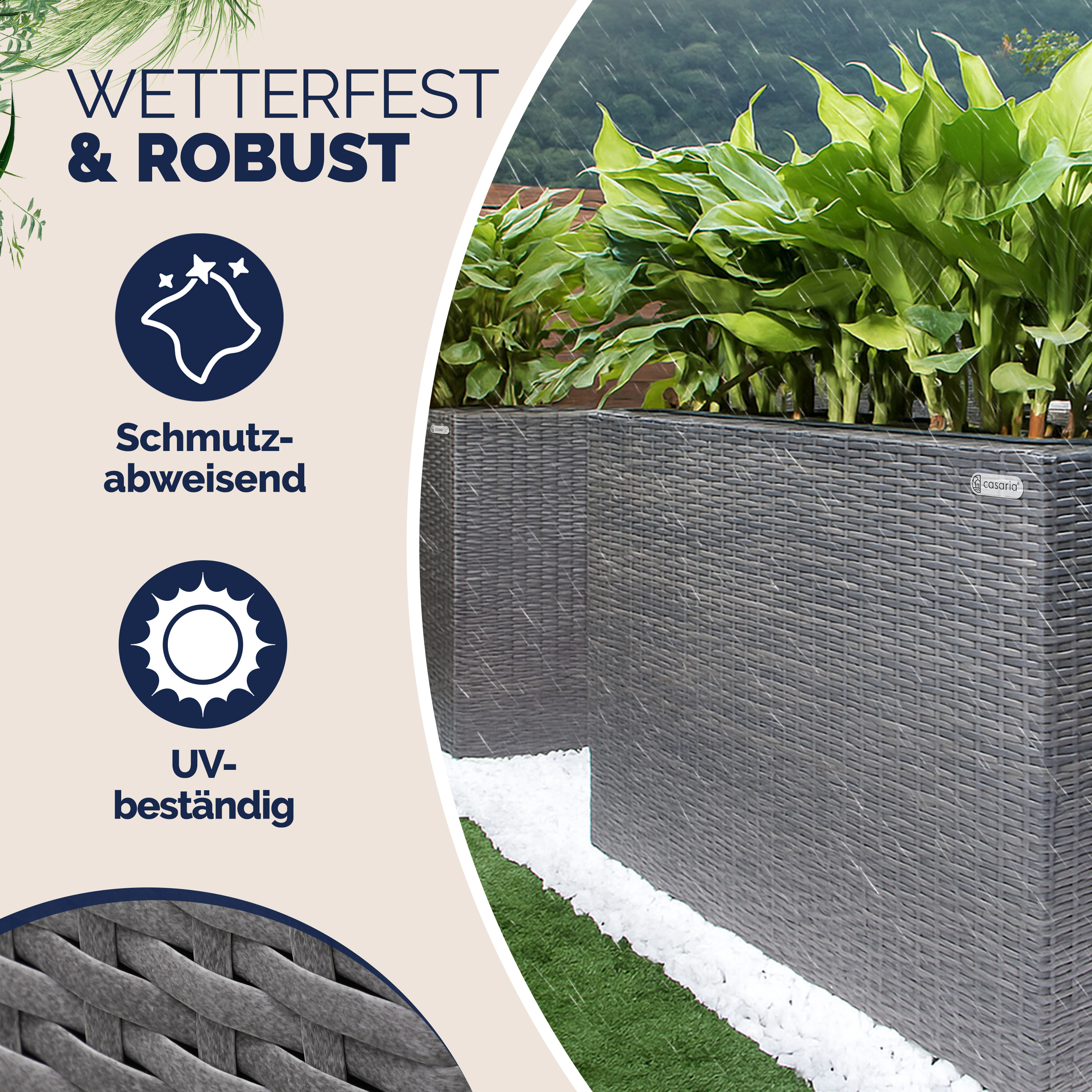 Polyrattan Blumentopf Grau 95x27x60cm – Bild 2