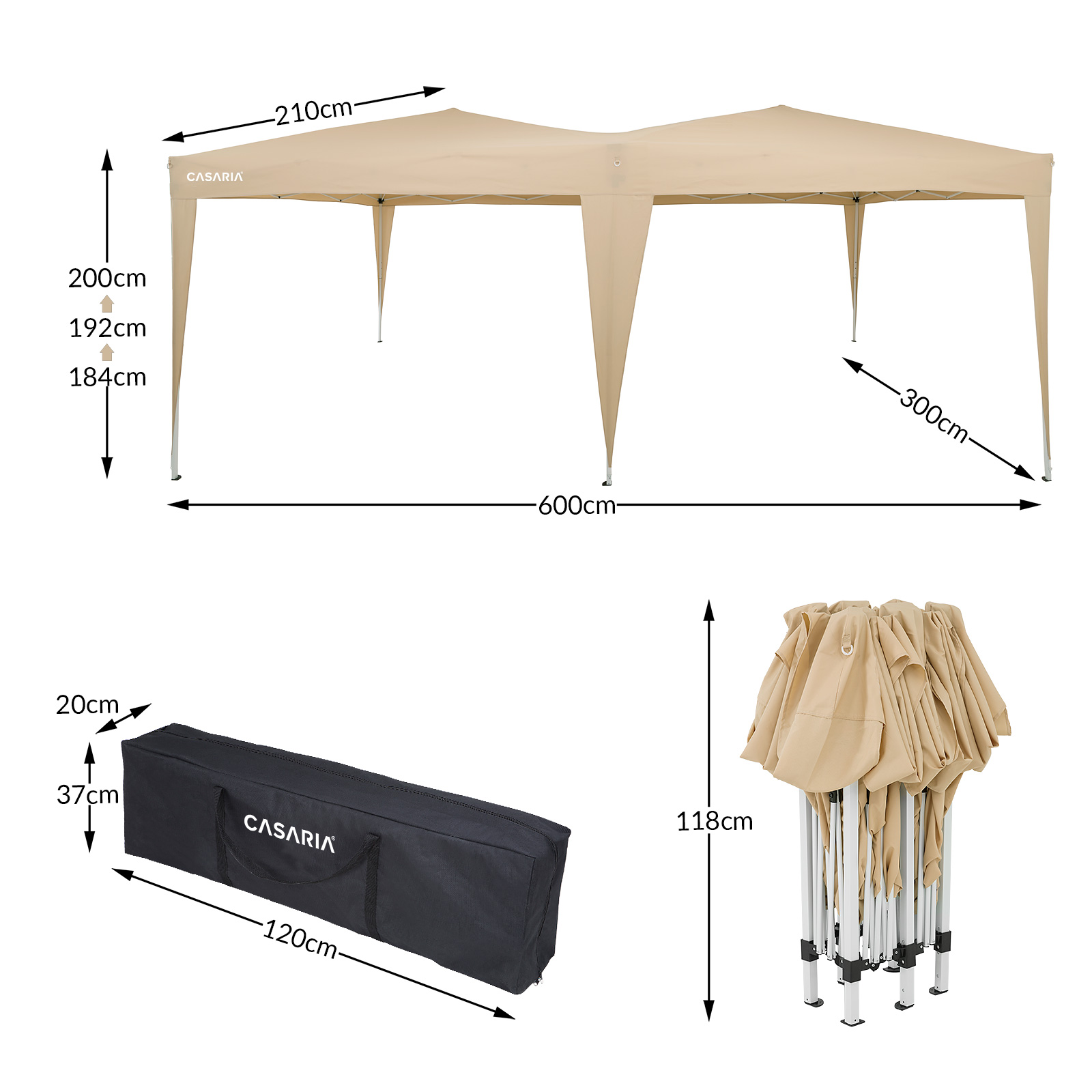 Faltpavillon Beige 3x6m UV-Schutz 50+ – Bild 2