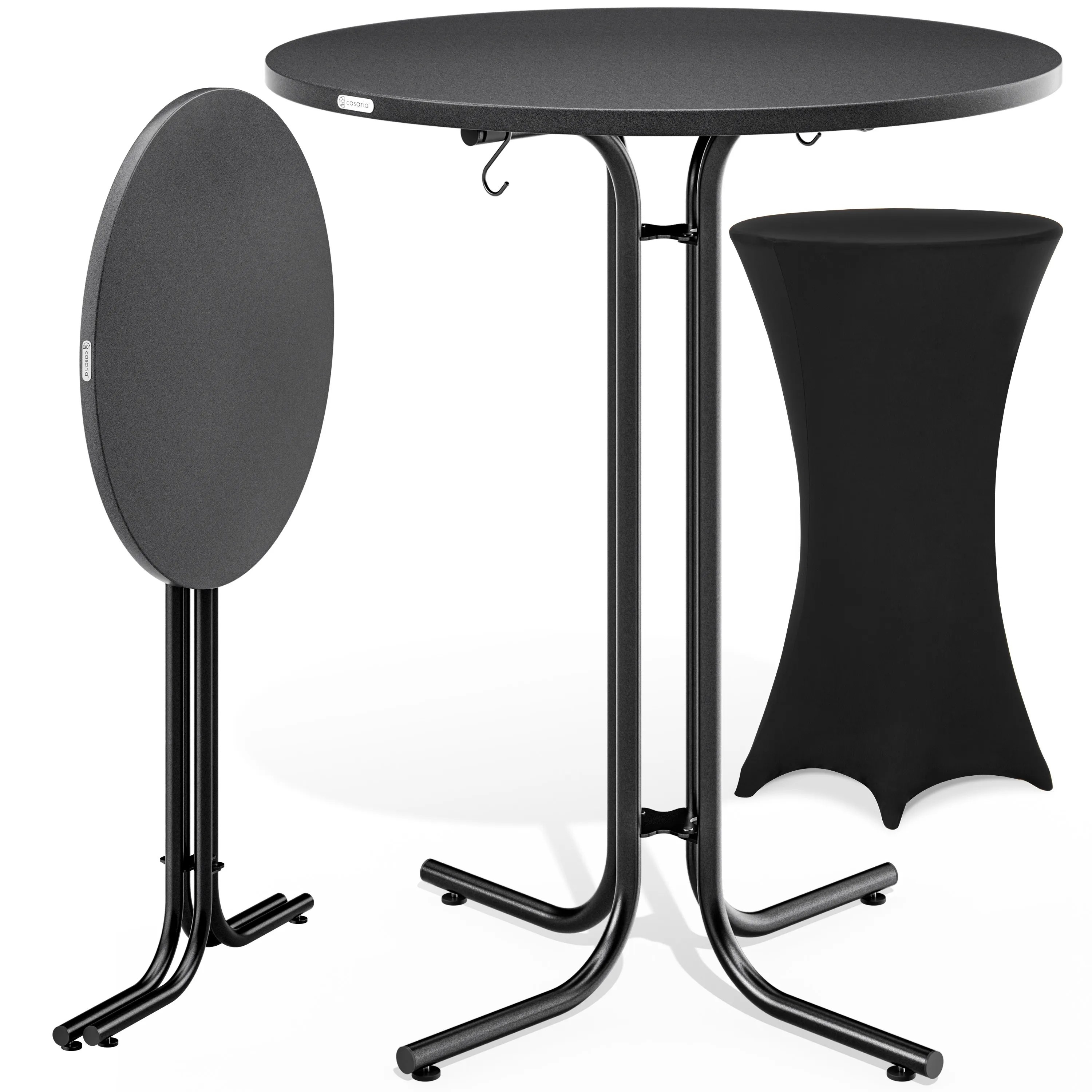 Stehtisch Grau 110x70cm + Husse Schwarz Ø70cm Stehtisch Grau 110x70cm + Husse Schwarz Ø70cm