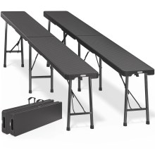 Rattanbänke Malmö 2er-Set Schwarz 180cm Rattanbänke Malmö 2er-Set Schwarz 180cm