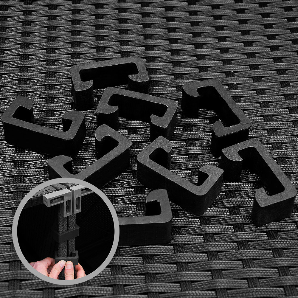 Polyrattan Ecklounge Schwarz/Anthrazit dicke Rückenpolster – Bild 2