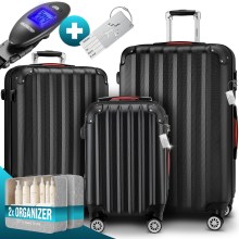 Hartschalenkoffer Set 3-tlg mit Zubehör Rollen 360º Schwarz ABS Hartschalenkoffer Set 3-tlg mit Zubehör Rollen 360º Schwarz ABS