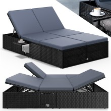 Polyrattan Gartenliege Schwarz/Anthrazit 200x115x33cm Polyrattan Gartenliege Schwarz/Anthrazit 200x115x33cm