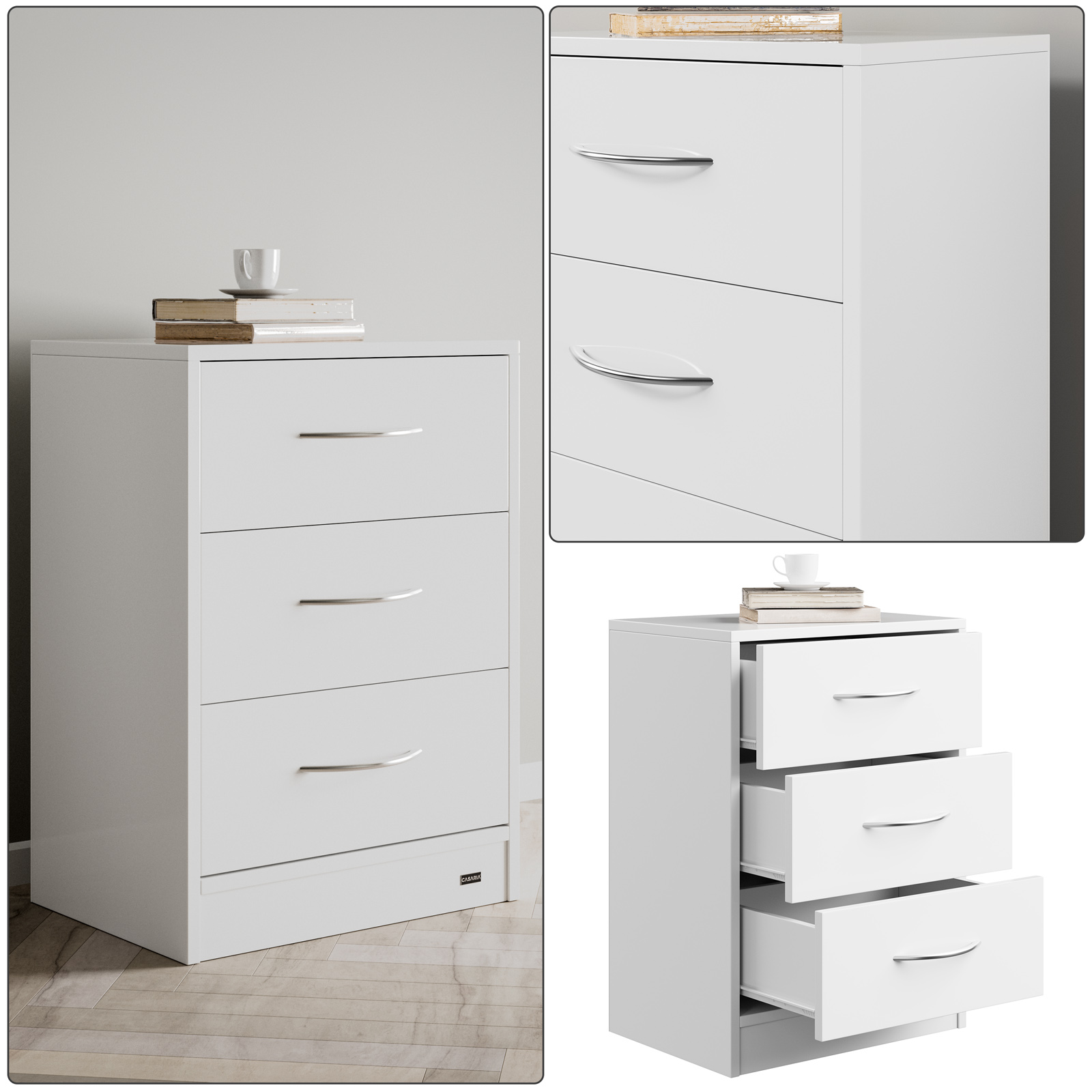 Nachttisch Eloise Weiß 54x39x28cm mit LED – Bild 2