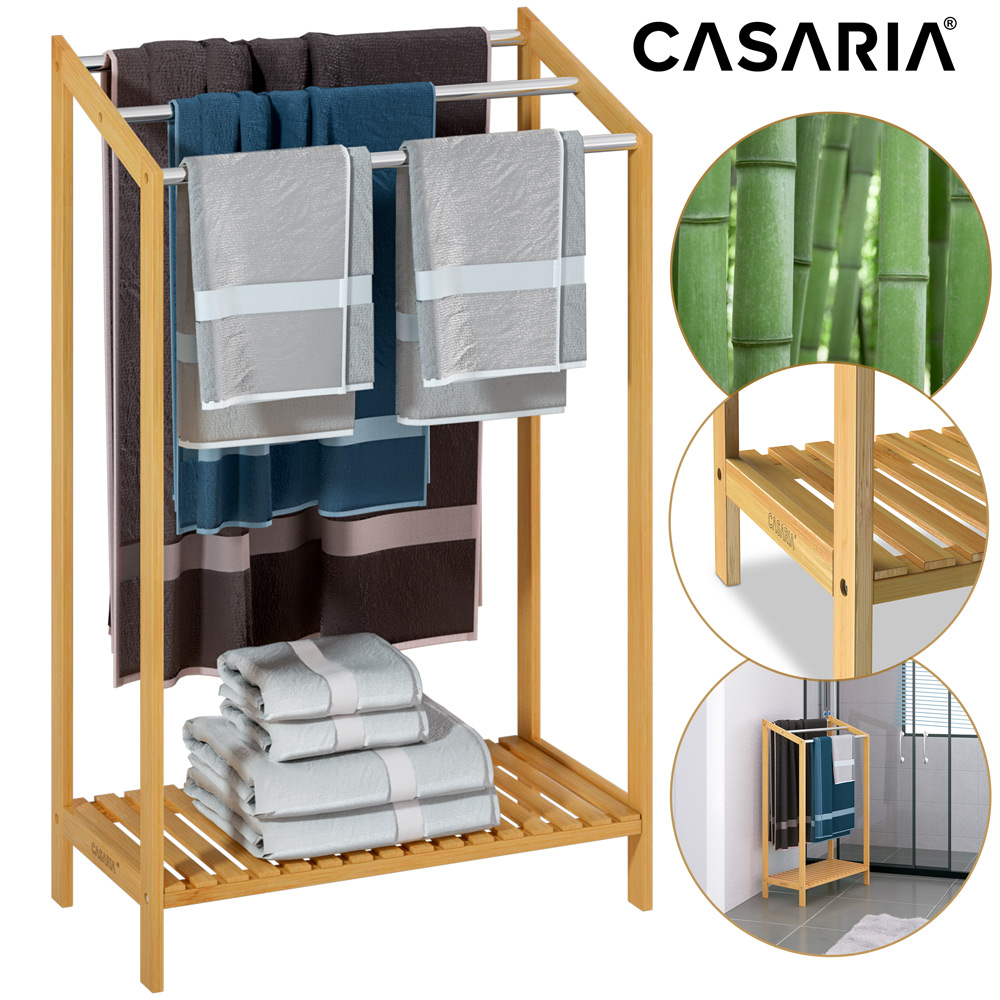 Handtuchhalter Bambus mit Edelstahlstangen – Bild 2