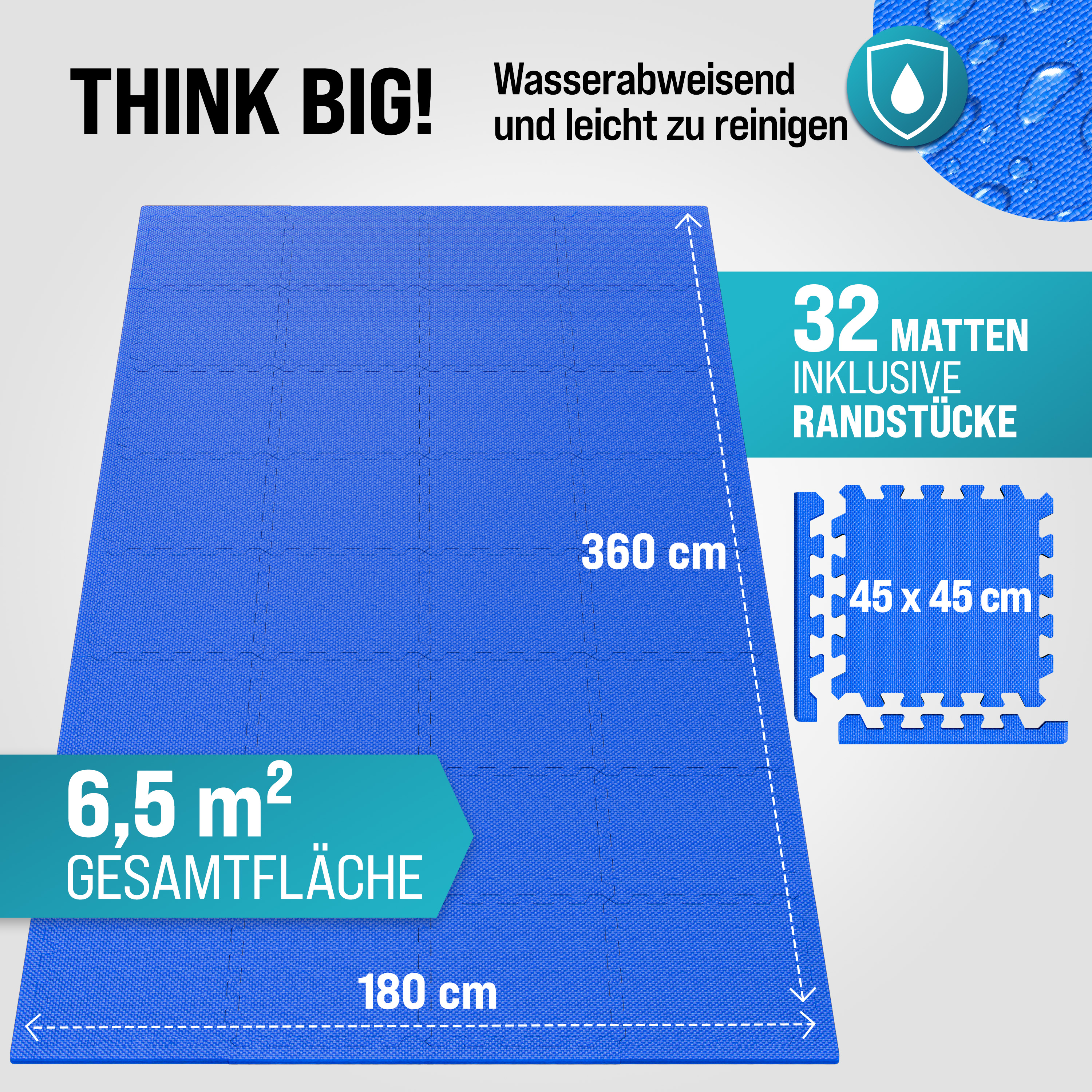 Bodenschutz-/Puzzlematten 32-tlg Blau 180x360x1cm – Bild 2