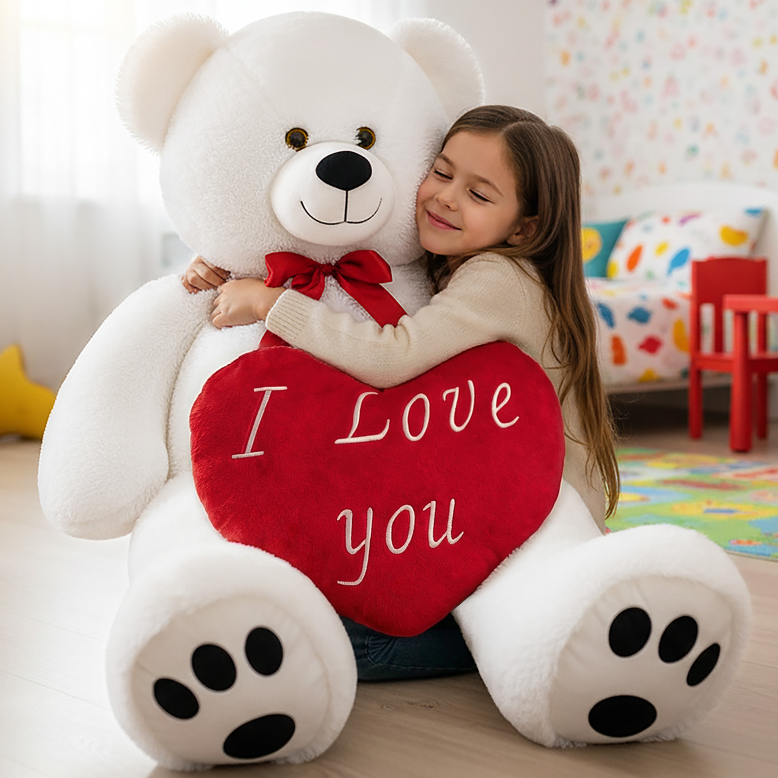 Plüschtier Teddybär Weiß 150cm inkl Herzkissen Plüschtier Teddybär Weiß 150cm inkl Herzkissen