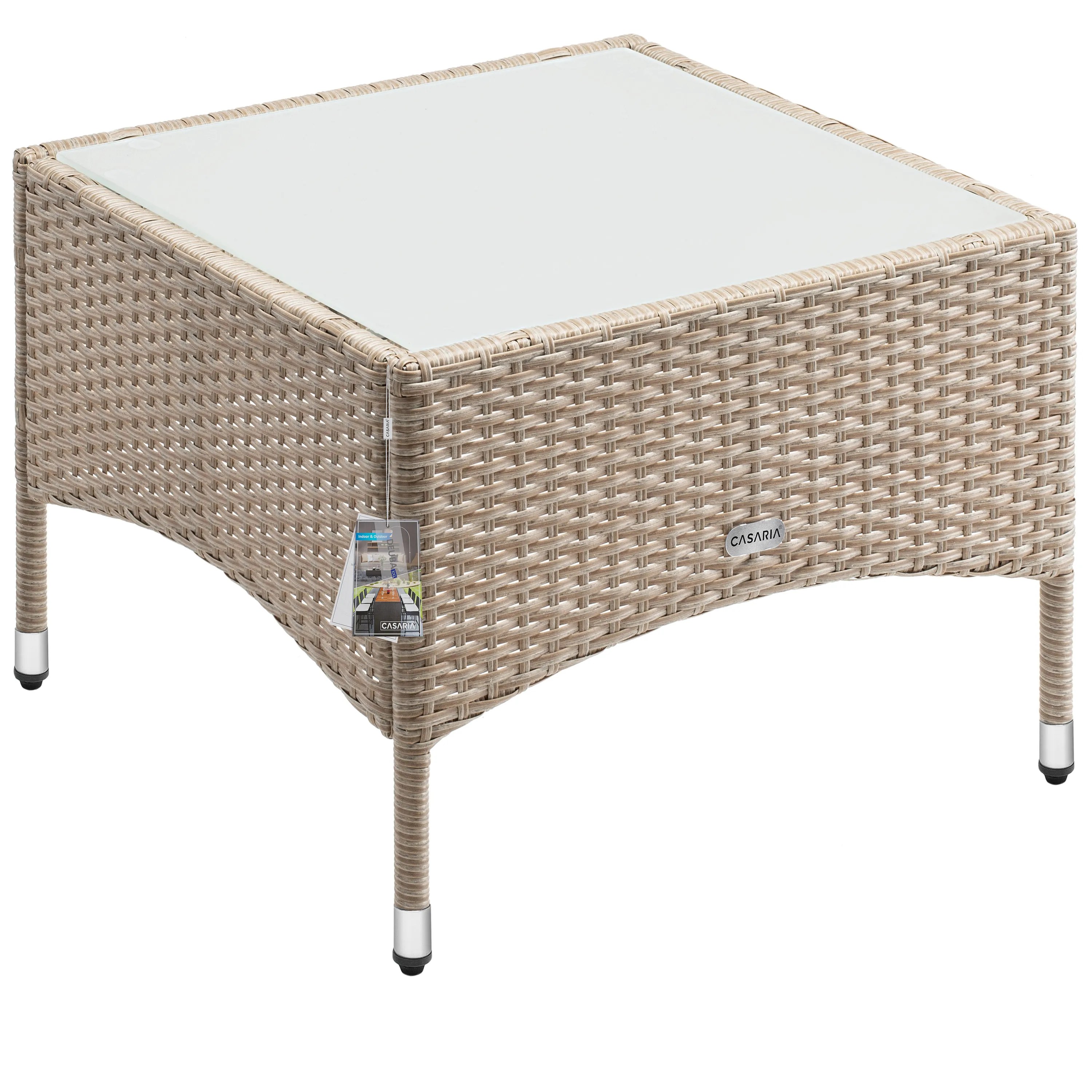 Polyrattan Beistelltisch Grau-Beige 58x58x42cm Polyrattan Beistelltisch Grau-Beige 58x58x42cm