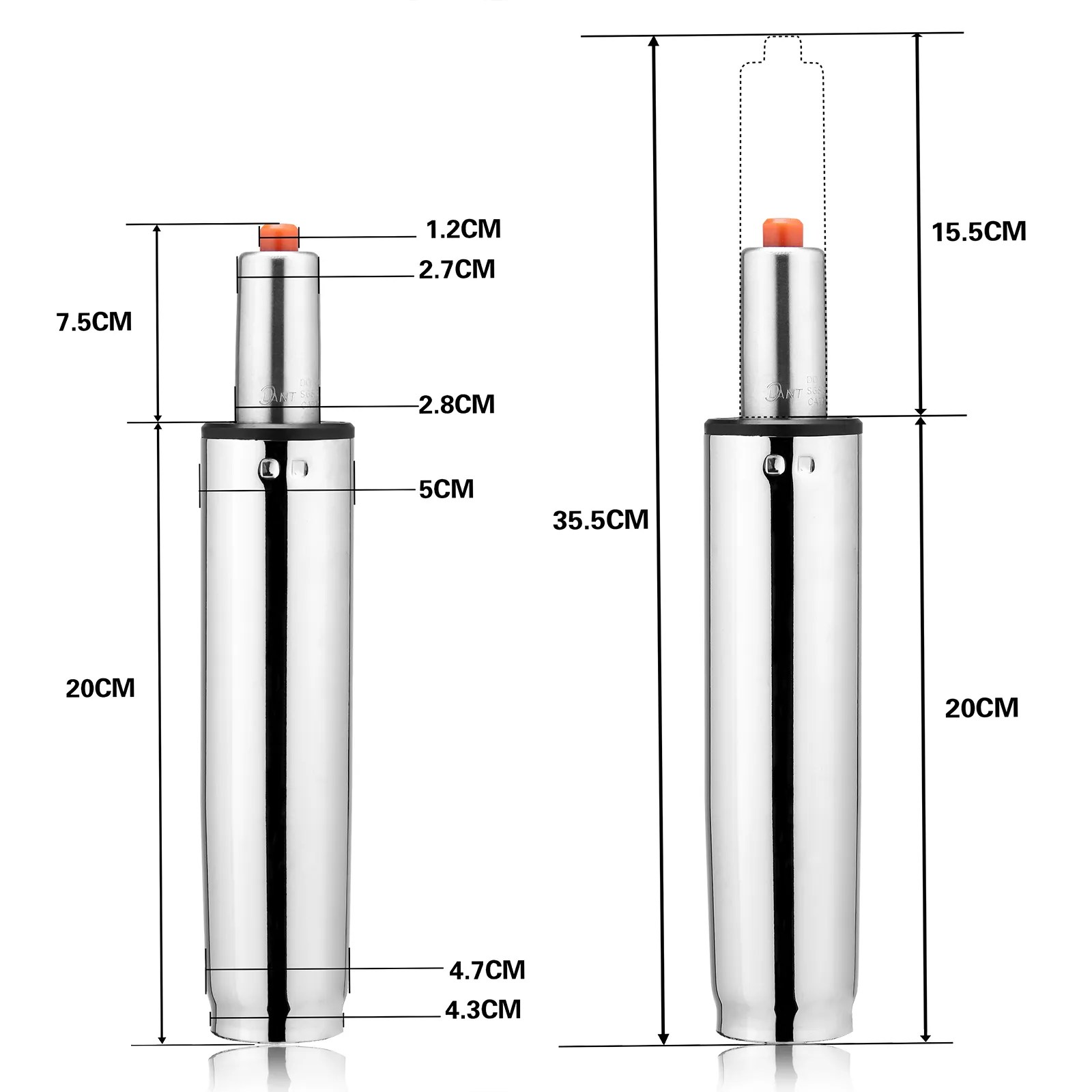 Gasdruckfeder für Bürostühle - 355mm in bester Güteklasse III – Bild 2