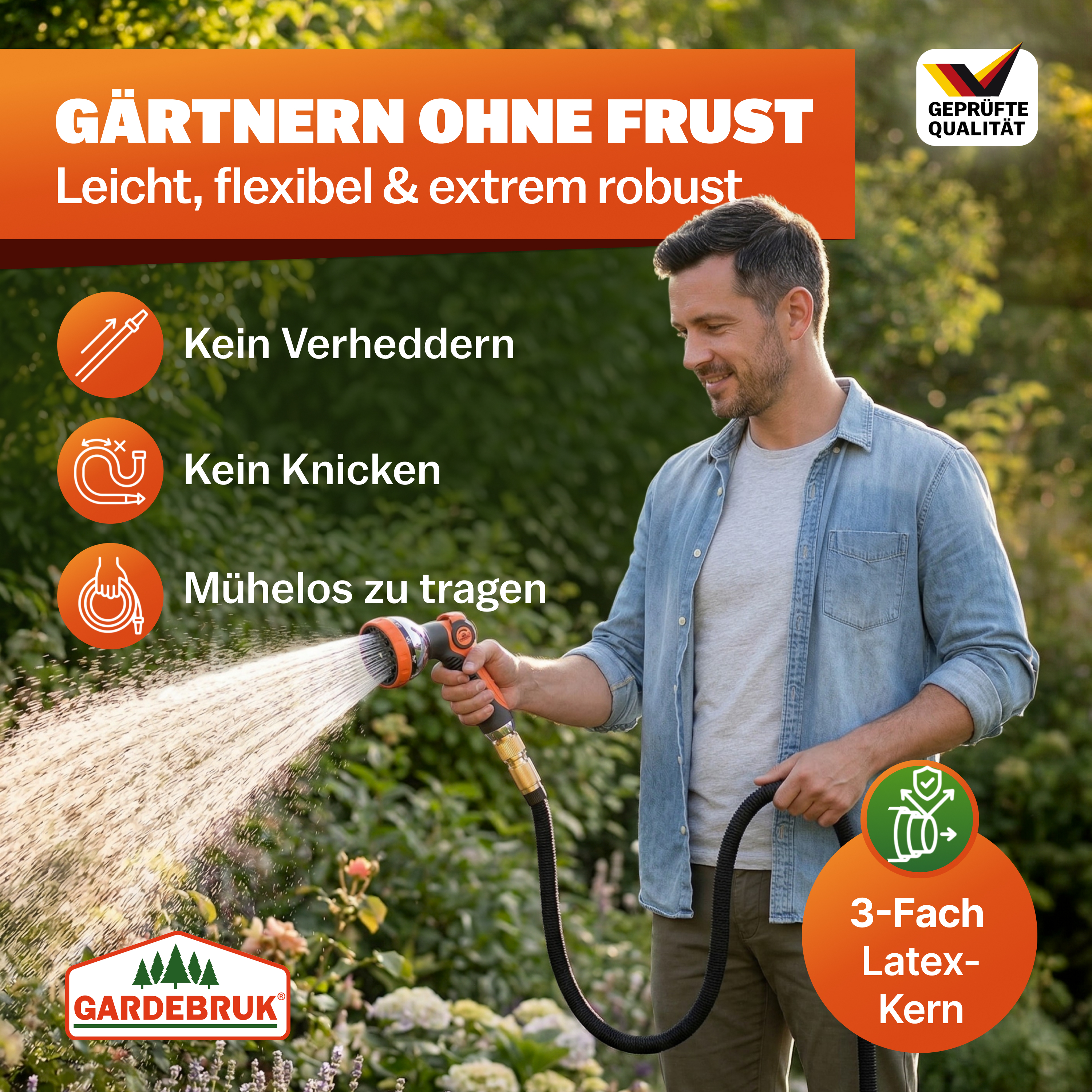 Gartenschlauch Grün 22m flexibel – Bild 2