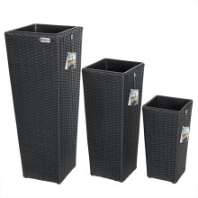 Polyrattan Blumentopf 3er-Set Schwarz Polyrattan Blumentopf 3er-Set Schwarz