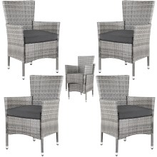 Polyrattan Gartenstuhl 4er-Set Grau/Anthrazit stapelbar Polyrattan Gartenstuhl 4er-Set Grau/Anthrazit stapelbar