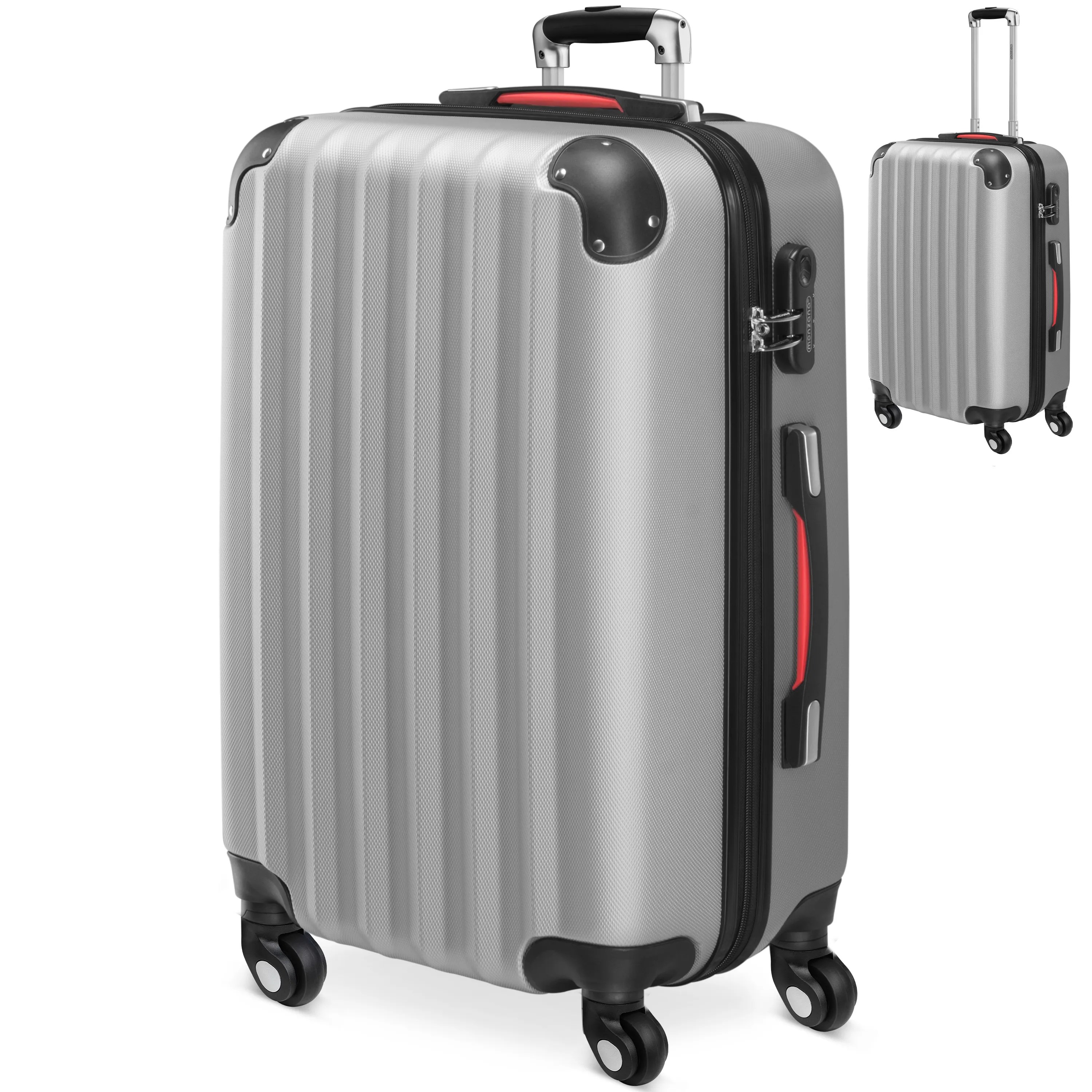 Hartschalenkoffer L Rollen 360º Reisekoffer 62L Silber ABS Hartschalenkoffer L Rollen 360º Reisekoffer 62L Silber ABS