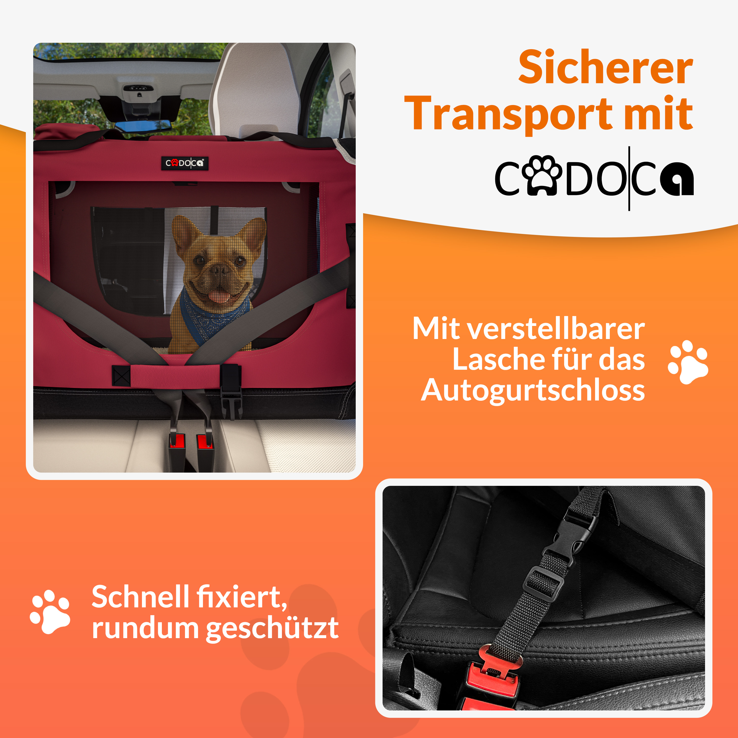 Hundebox faltbar L 70x52x50cm Dunkelrot – Bild 2