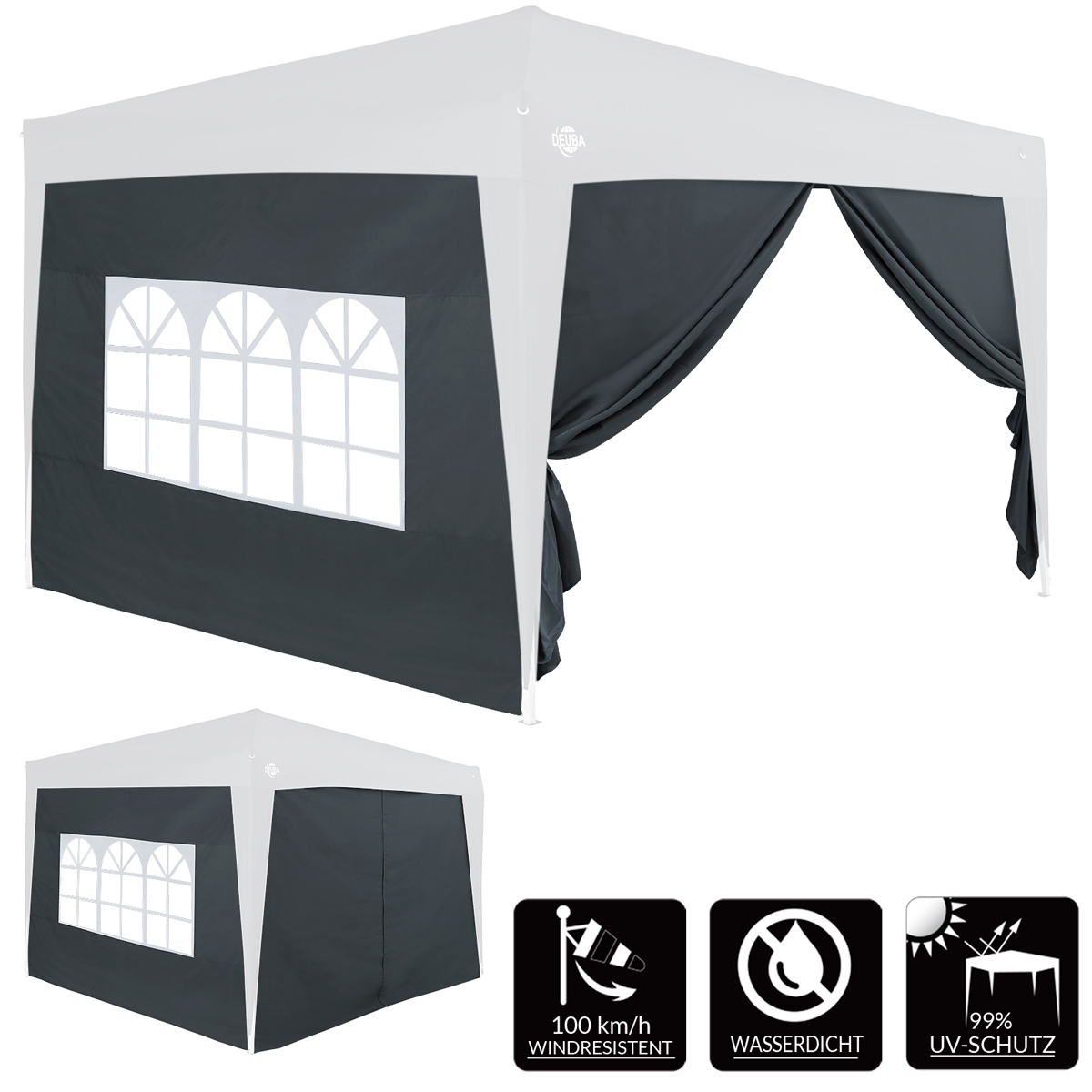 Seitenwände Faltpavillon 2er-Set Anthrazit 3x2m – Bild 2