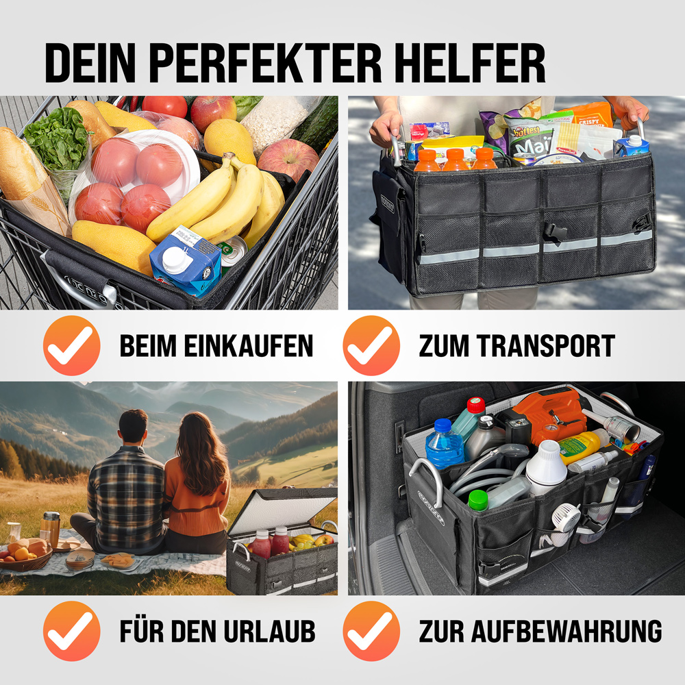 Kofferraumtasche Schwarz 60x35x30cm isoliert – Bild 2