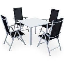 Garten-Sitzgruppe Bern 5-tlg Silber Alu Milchglas Garten-Sitzgruppe Bern 5-tlg Silber Alu Milchglas