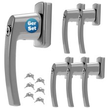 Fenstergriff 6er-Set Silber abschließbar Fenstergriff 6er-Set Silber abschließbar