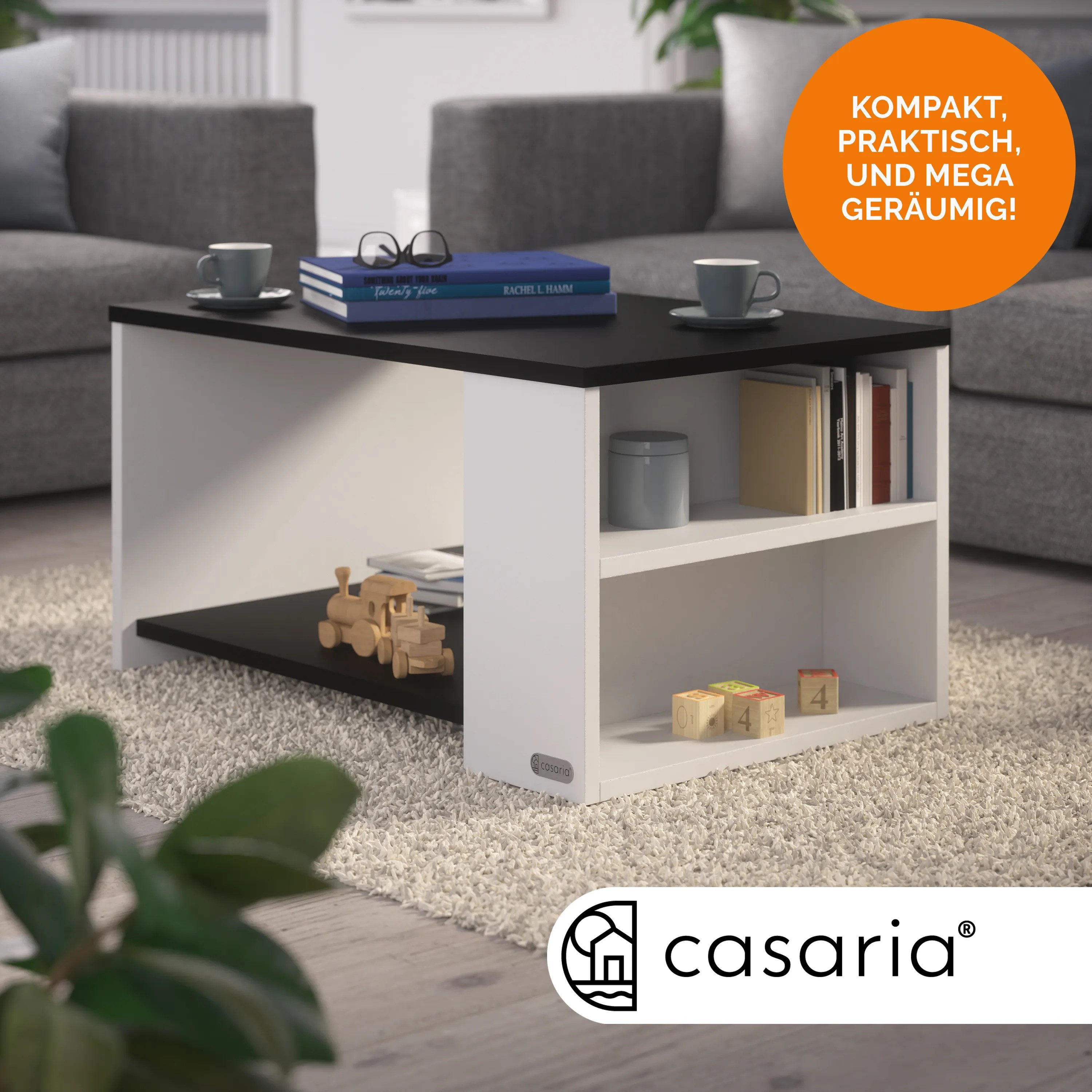 Couchtisch Santa Cruz Weiß/Anthrazit 90x60x50cm – Bild 2