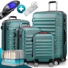 Hartschalenkoffer Set 4-tlg mit Zubehör Rollen 360º Grün ABS Hartschalenkoffer Set 4-tlg mit Zubehör Rollen 360º Grün ABS