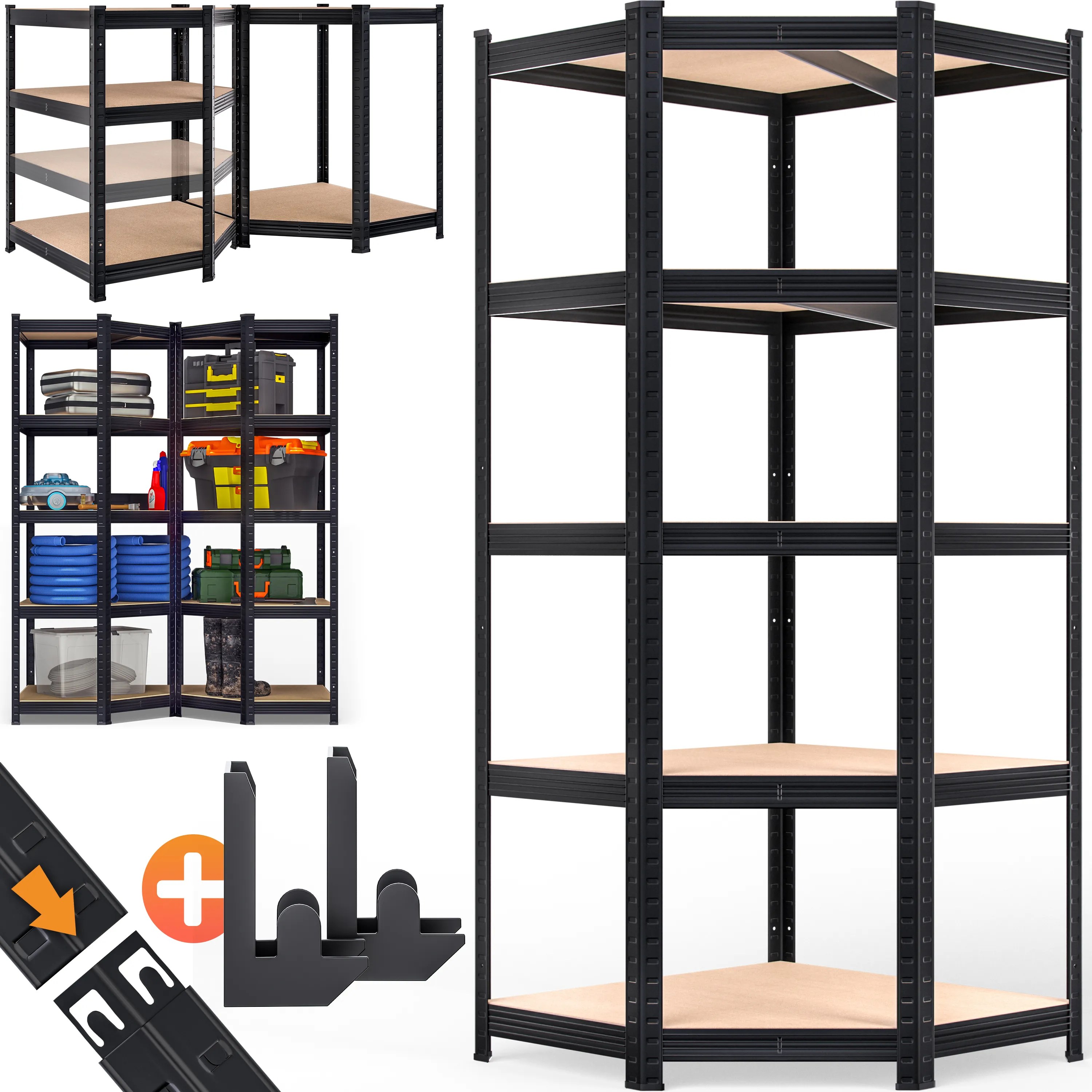 Schwerlasteckregal Schwarz 180x70x40cm verzinkt 875kg Schwerlasteckregal Schwarz 180x70x40cm verzinkt 875kg