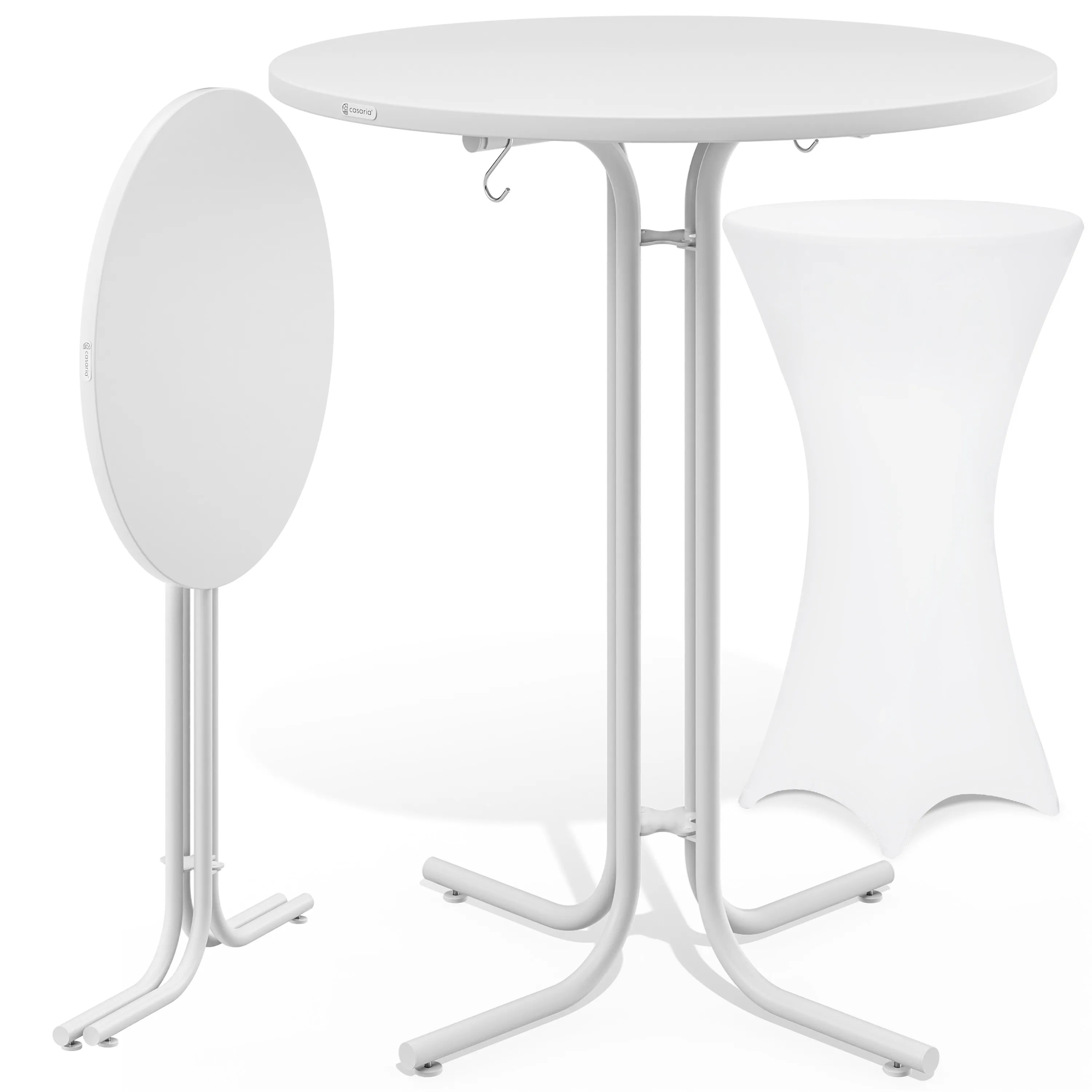 Stehtisch Weiß 110x70cm + Stehtischhusse Weiß Ø70cm Stehtisch Weiß 110x70cm + Stehtischhusse Weiß Ø70cm