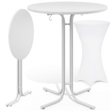 Stehtisch Weiß 110x70cm + Stehtischhusse Weiß Ø70cm Stehtisch Weiß 110x70cm + Stehtischhusse Weiß Ø70cm