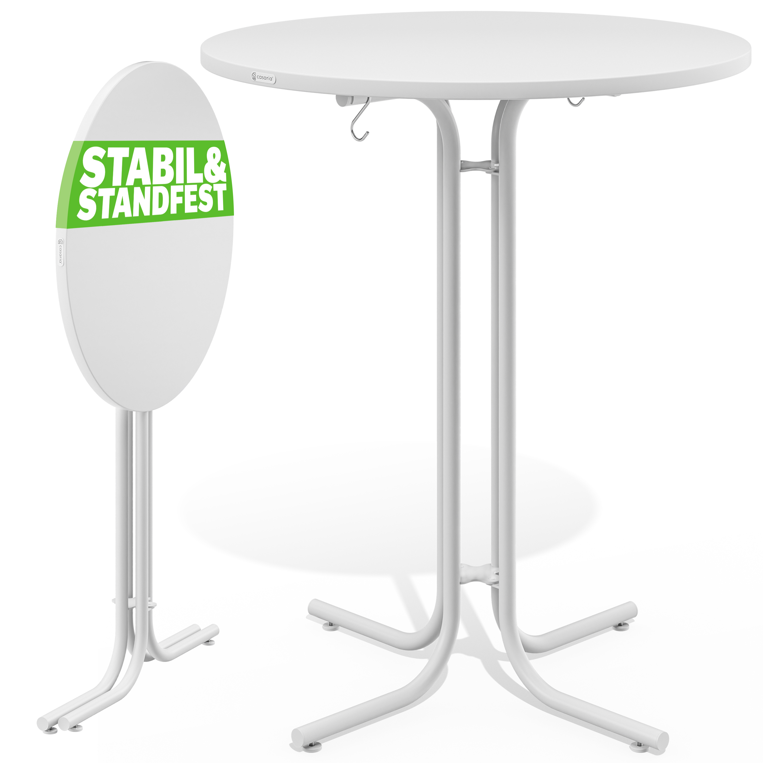 Stehtisch Weiß Ø80x110cm klappbar Outdoor höhenverstellbar bis 100kg – Bild 2