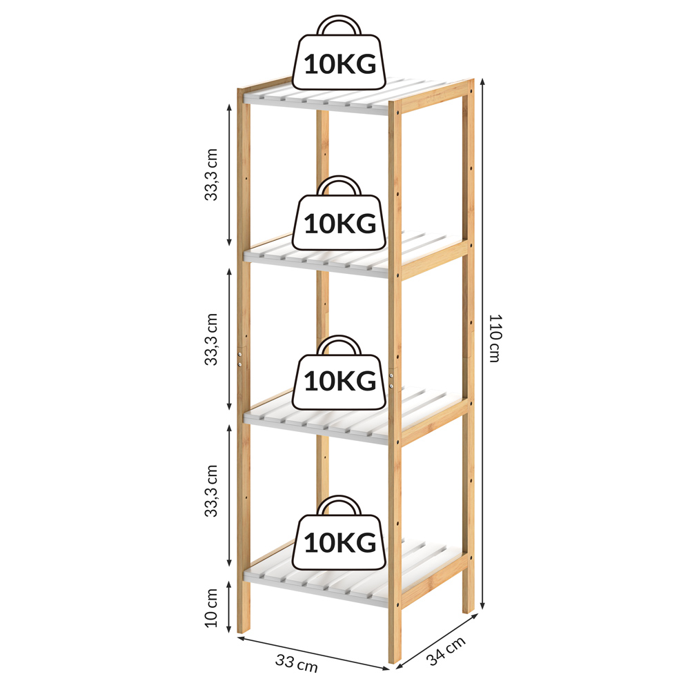 Standregal Bambus Weiß 110x33x34cm – Bild 2